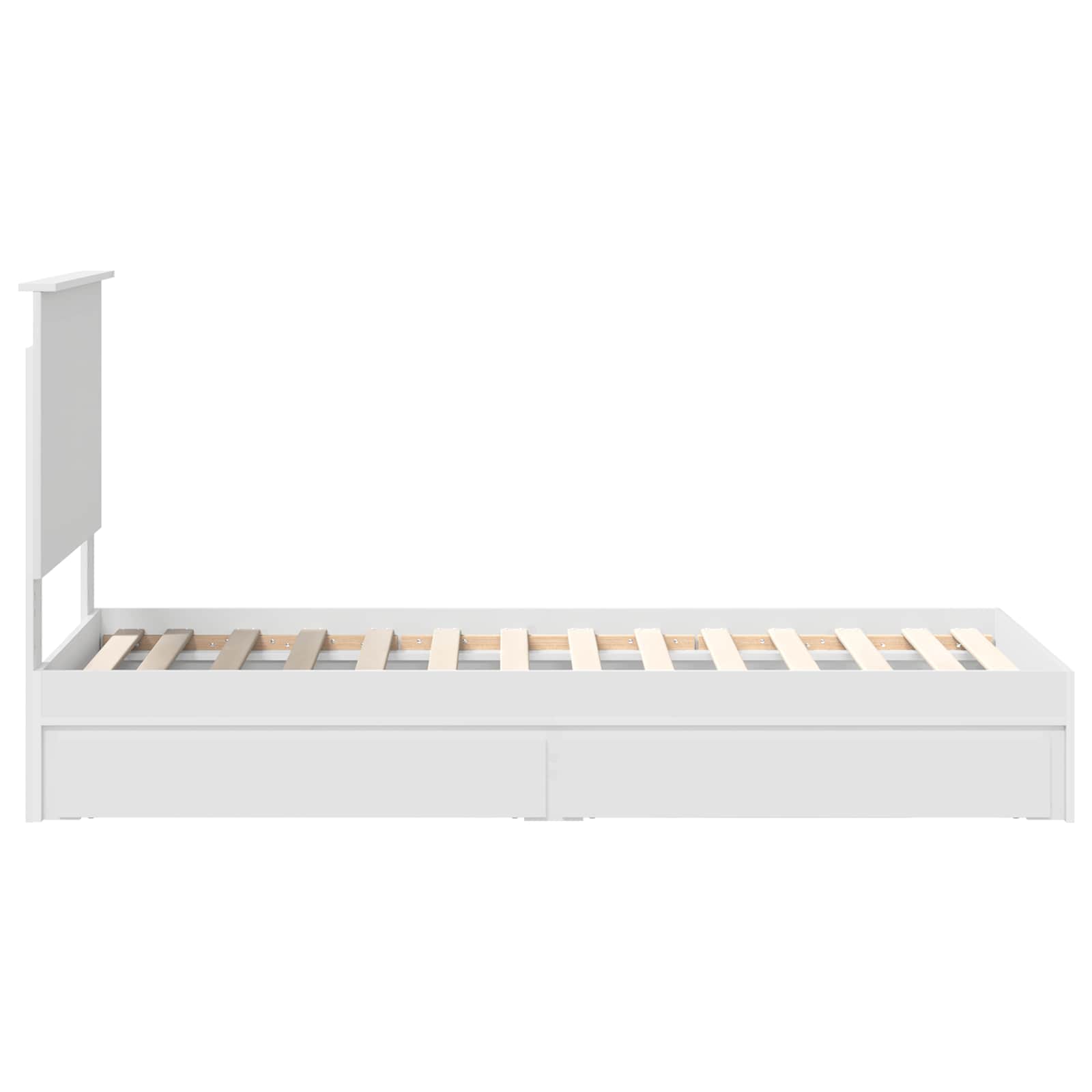 Opslag bed met hoofdeinde met lade Wit 75 x 190 cm Bewerkt hout is nu te koop bij PeponiXL, paradijselijk wonen!