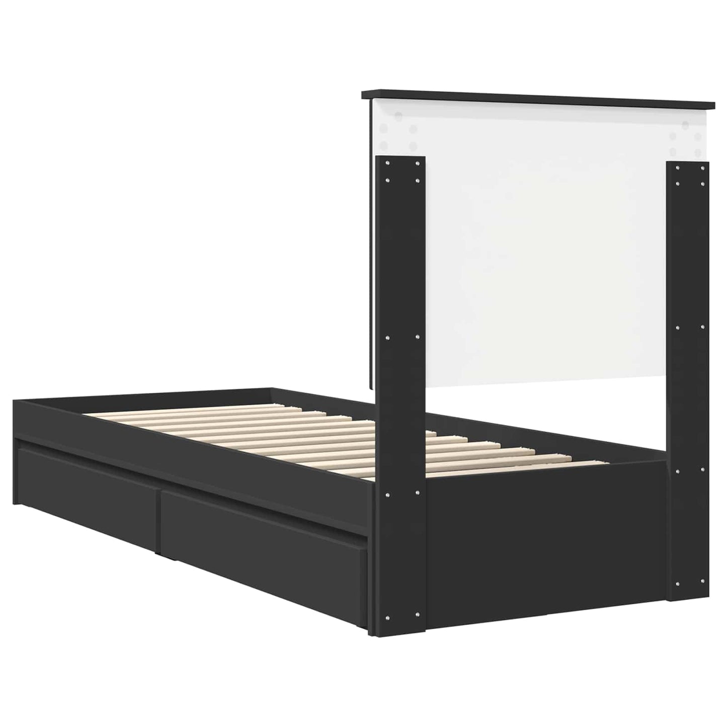 Opslag bed met hoofdeinde Zwart 75 x 190 cm Bewerkt hout is nu te koop bij PeponiXL, paradijselijk wonen!