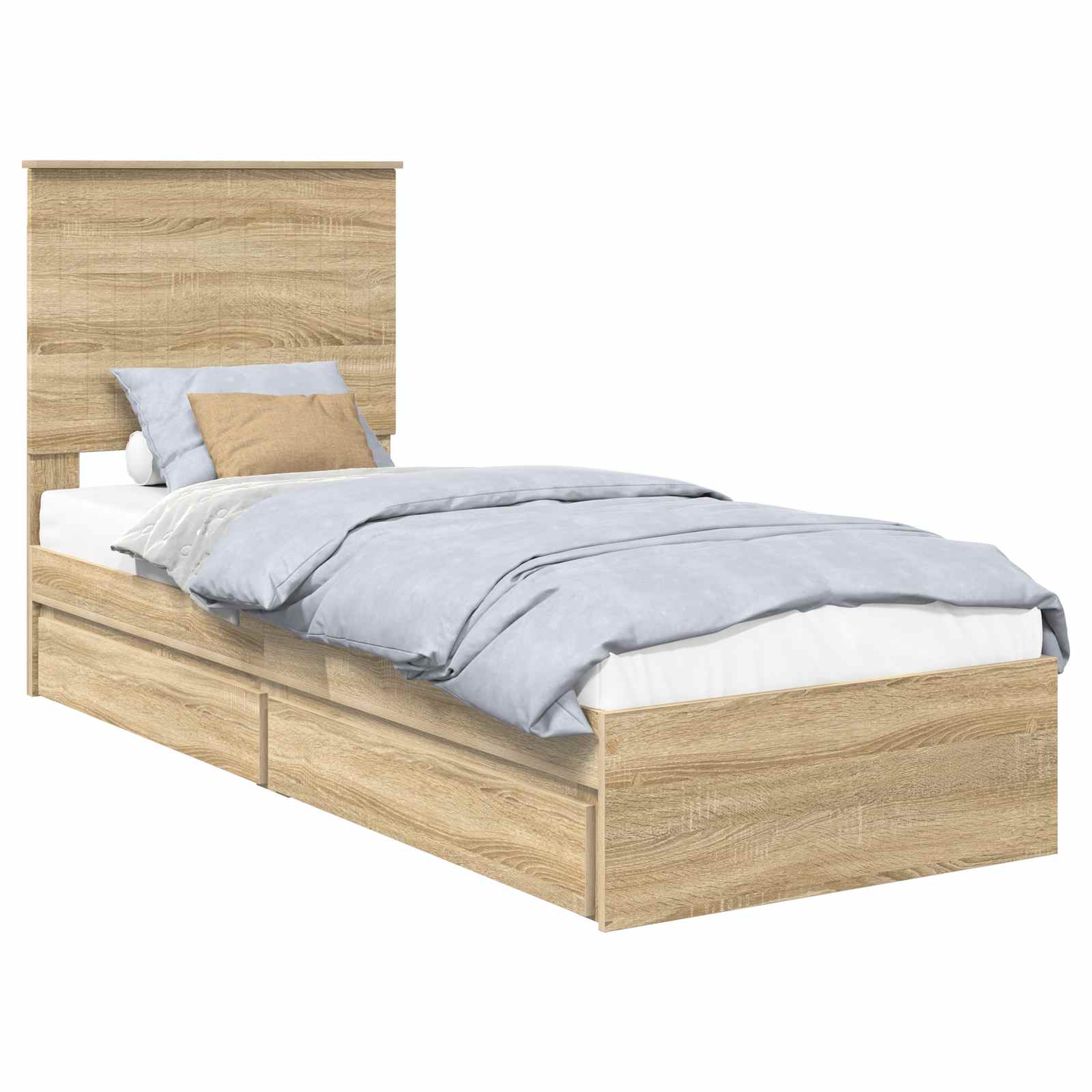 Opslag bed met hoofdeinde Sonoma Eiken 75 x 190 cm Bewerkt hout is nu te koop bij PeponiXL, paradijselijk wonen!