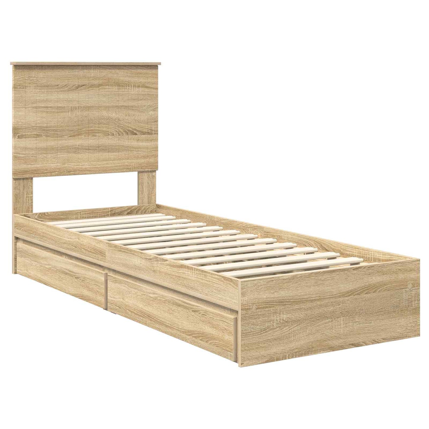 Opslag bed met hoofdeinde Sonoma Eiken 75 x 190 cm Bewerkt hout is nu te koop bij PeponiXL, paradijselijk wonen!