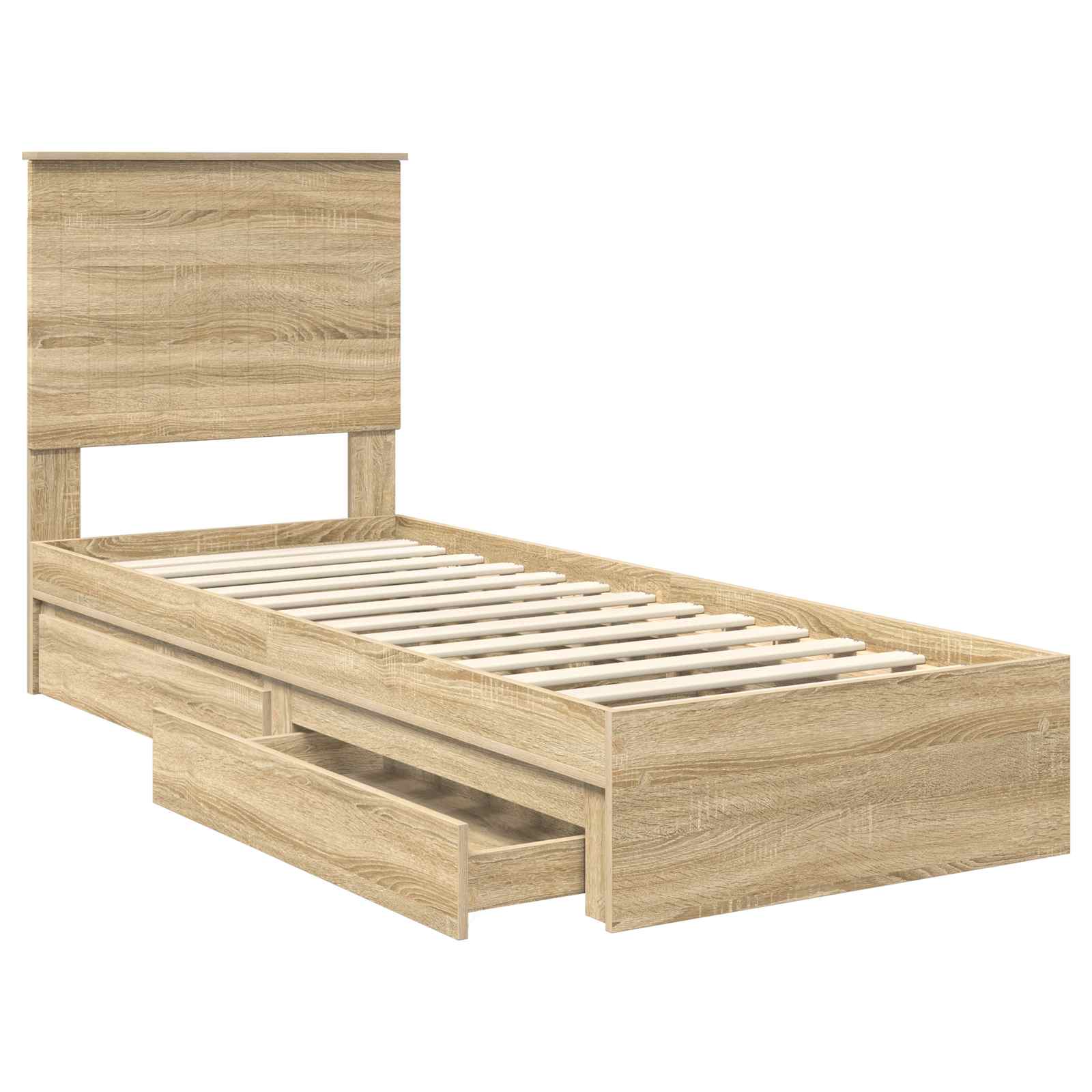 Opslag bed met hoofdeinde Sonoma Eiken 75 x 190 cm Bewerkt hout is nu te koop bij PeponiXL, paradijselijk wonen!