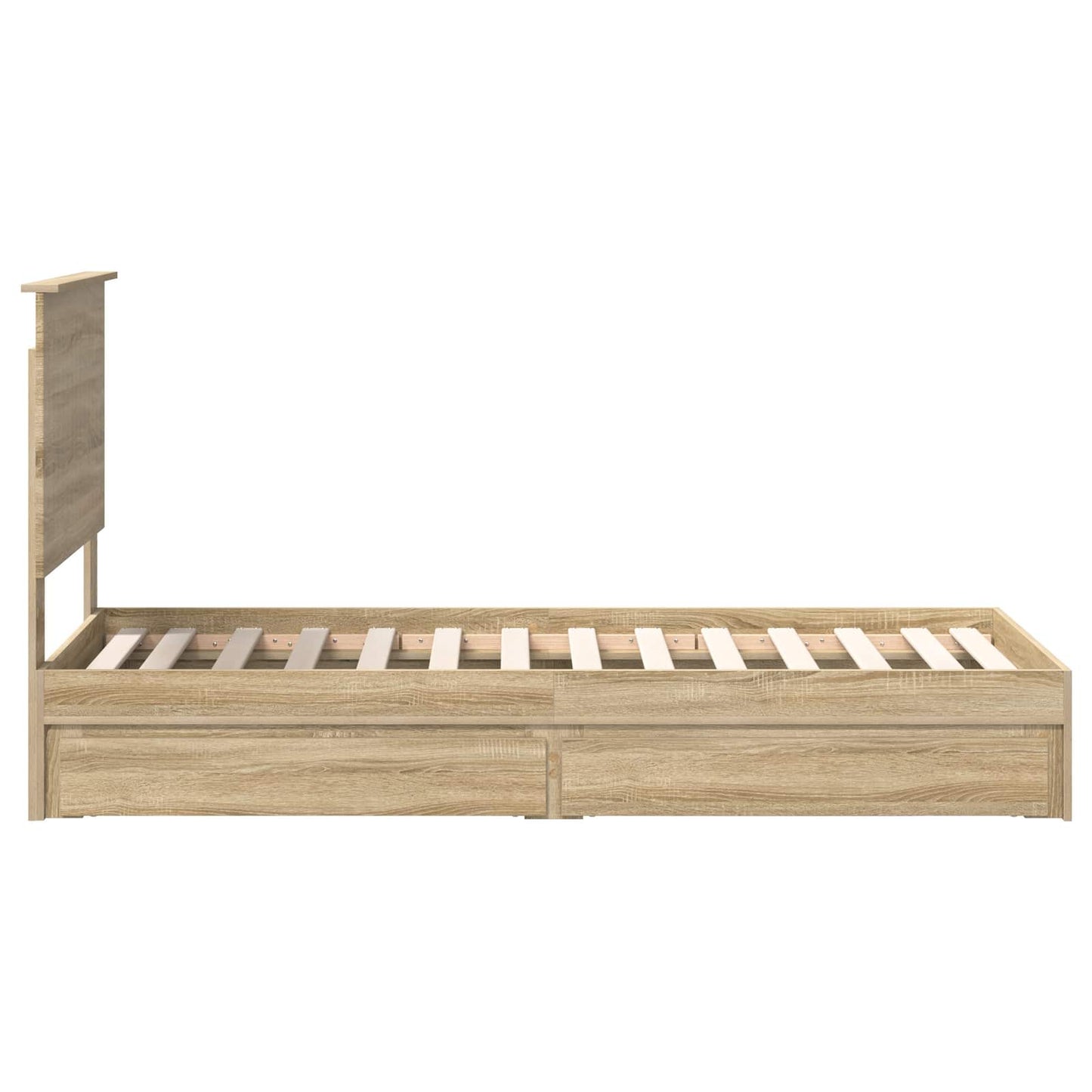 Opslag bed met hoofdeinde Sonoma Eiken 75 x 190 cm Bewerkt hout is nu te koop bij PeponiXL, paradijselijk wonen!