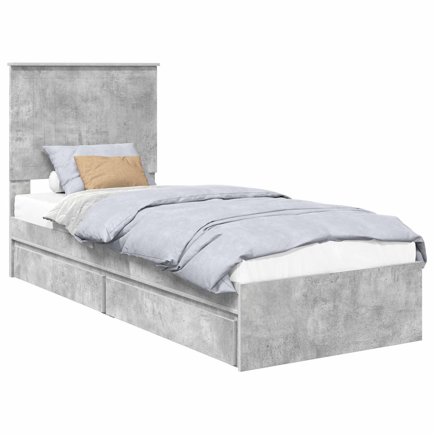 Opslag bed met hoofdeinde Beton Grijs 75 x 190 cm Bewerkt hout is nu te koop bij PeponiXL, paradijselijk wonen!