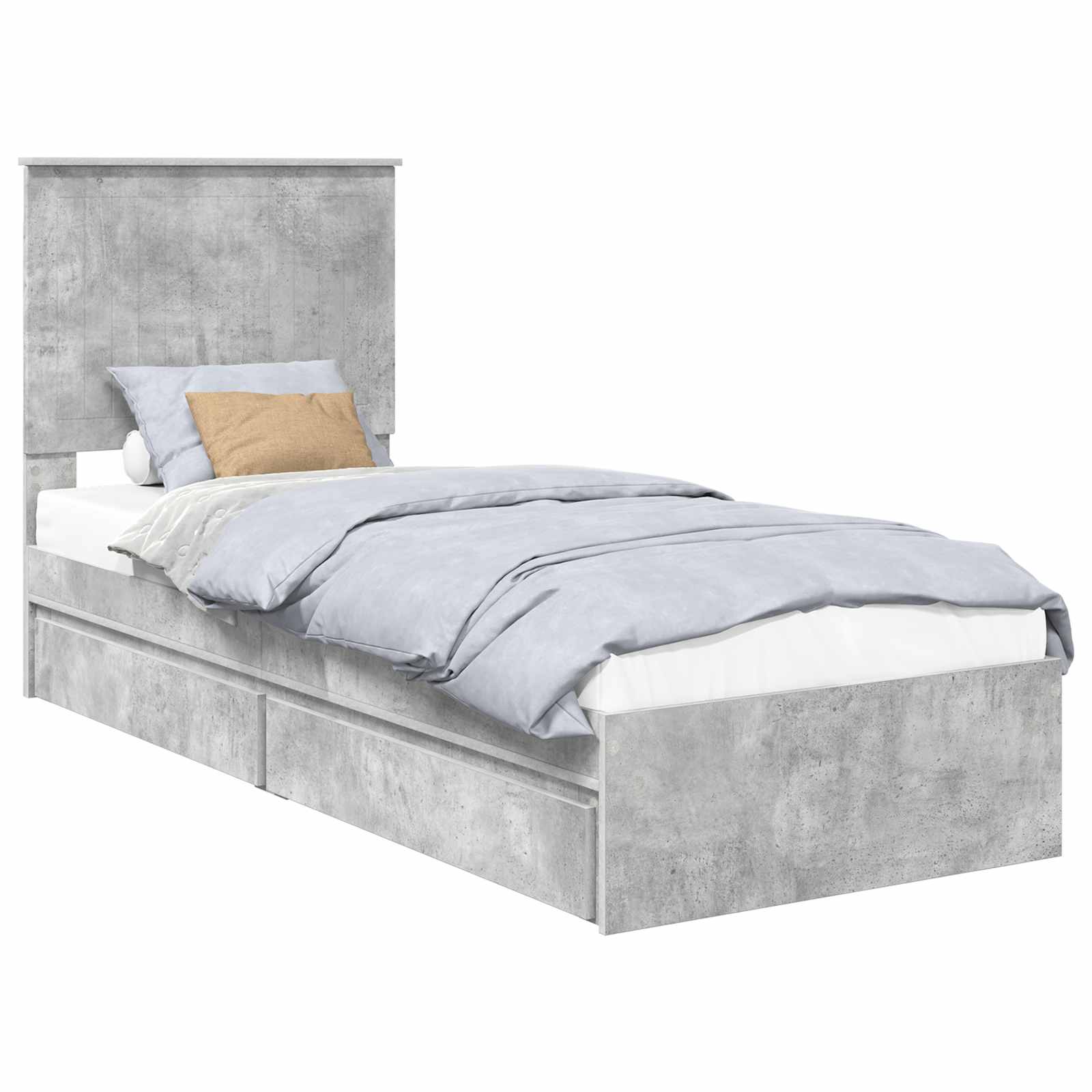 Opslag bed met hoofdeinde Beton Grijs 75 x 190 cm Bewerkt hout is nu te koop bij PeponiXL, paradijselijk wonen!