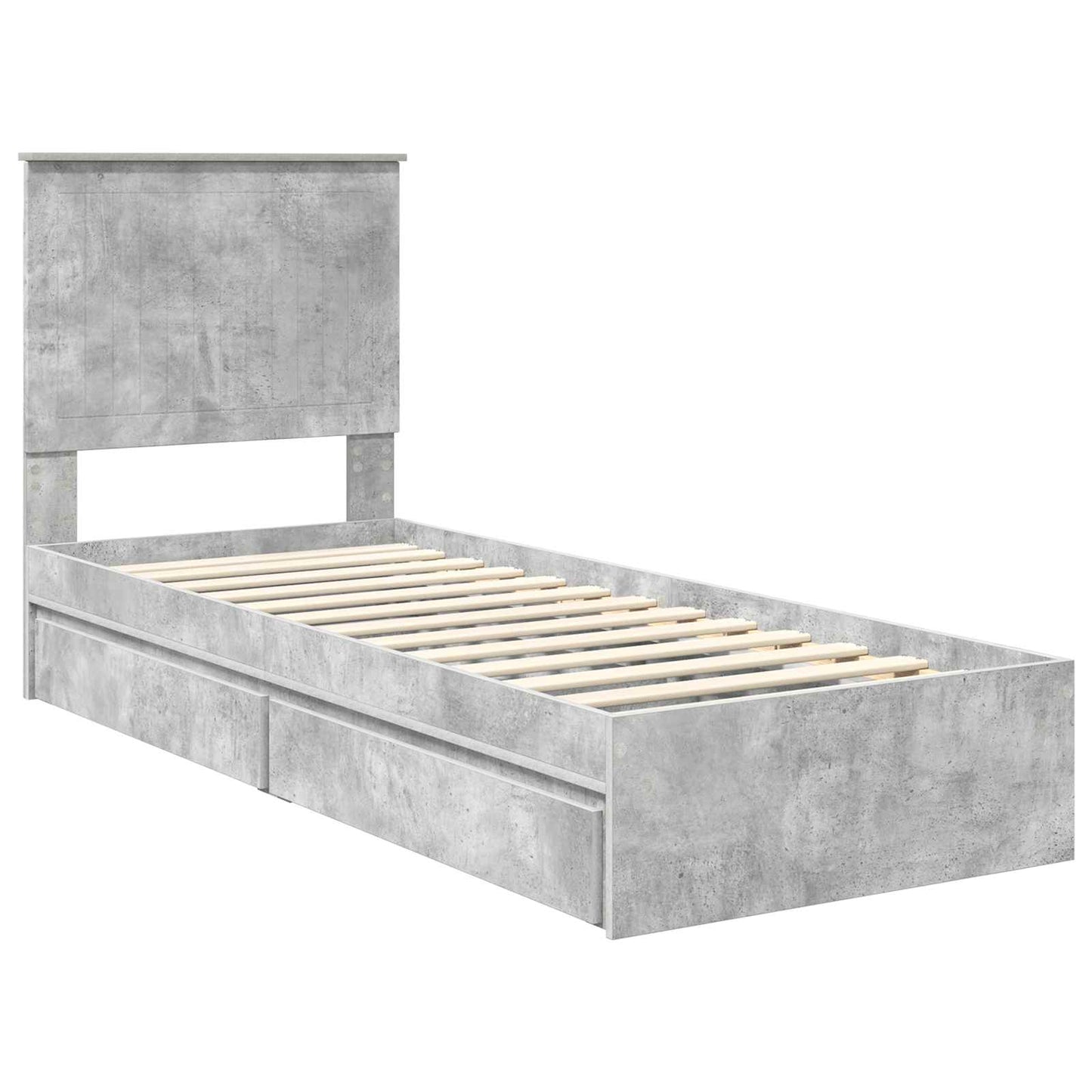 Opslag bed met hoofdeinde Beton Grijs 75 x 190 cm Bewerkt hout is nu te koop bij PeponiXL, paradijselijk wonen!