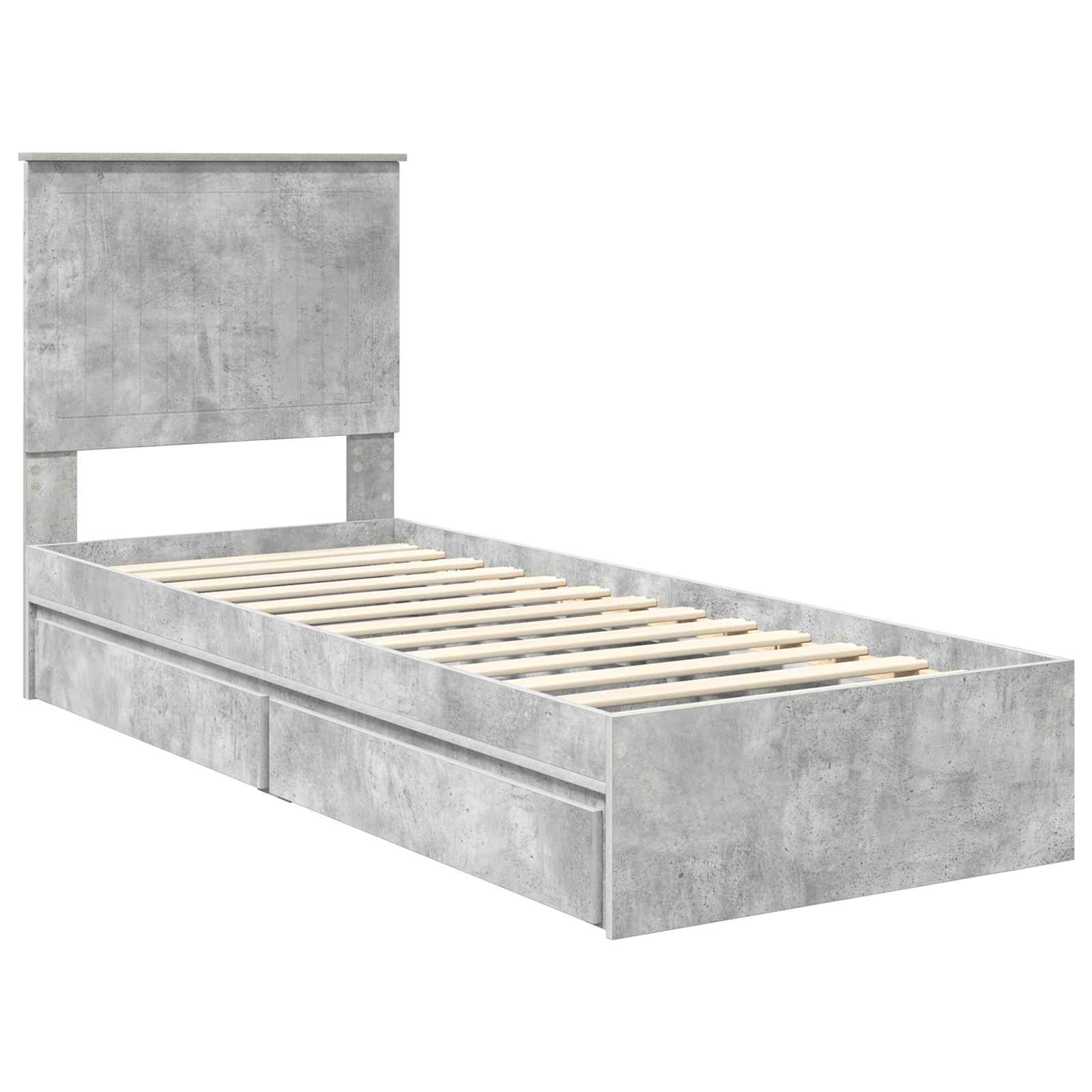 Opslag bed met hoofdeinde Beton Grijs 75 x 190 cm Bewerkt hout is nu te koop bij PeponiXL, paradijselijk wonen!