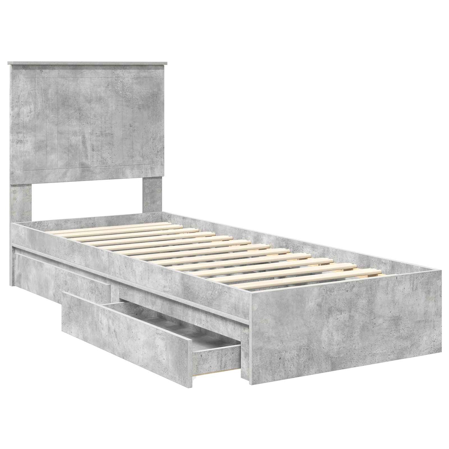 Opslag bed met hoofdeinde Beton Grijs 75 x 190 cm Bewerkt hout is nu te koop bij PeponiXL, paradijselijk wonen!
