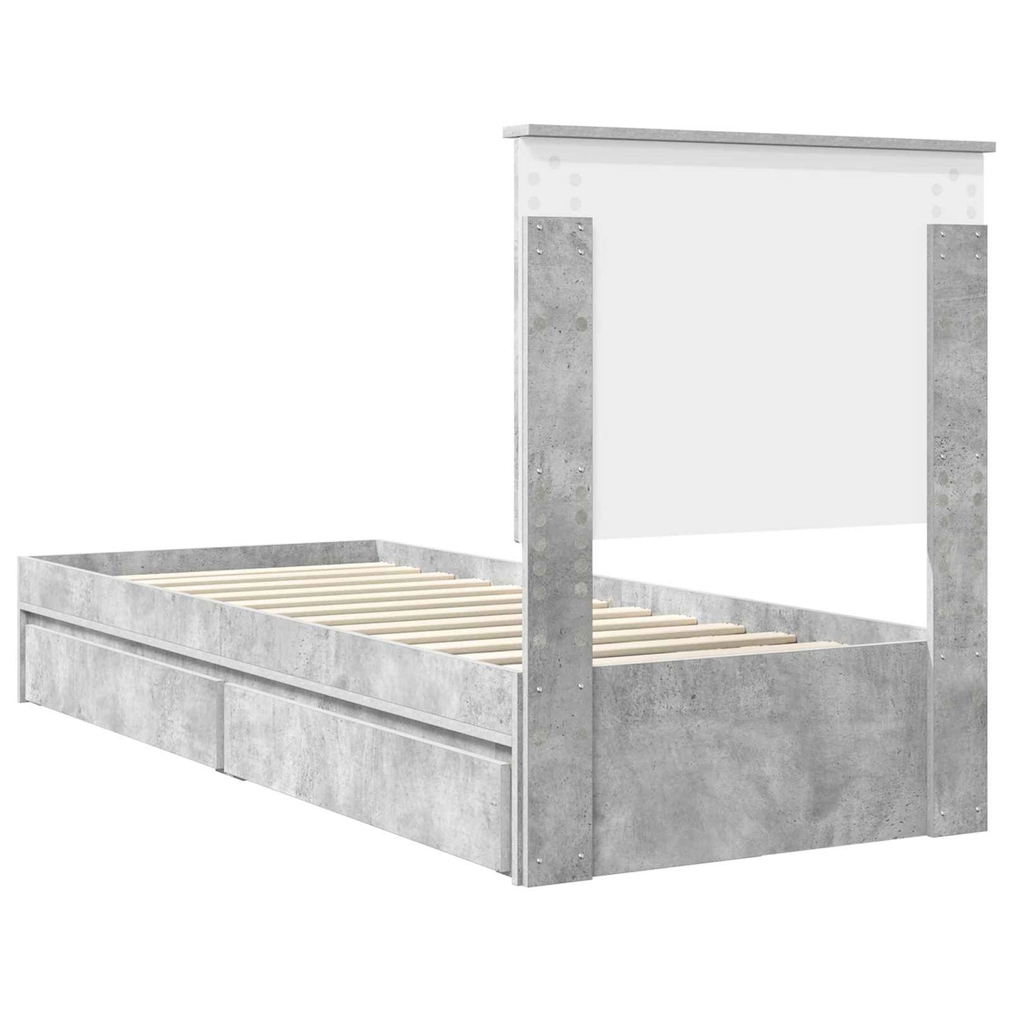 Opslag bed met hoofdeinde Beton Grijs 75 x 190 cm Bewerkt hout is nu te koop bij PeponiXL, paradijselijk wonen!