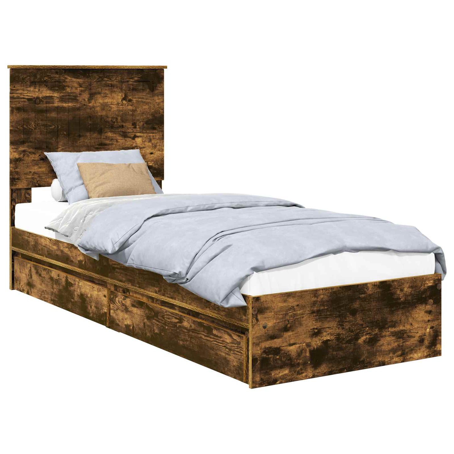 Opslag bed met lade Gerookt eiken 75 x 190 cm Bewerkt hout is nu te koop bij PeponiXL, paradijselijk wonen!