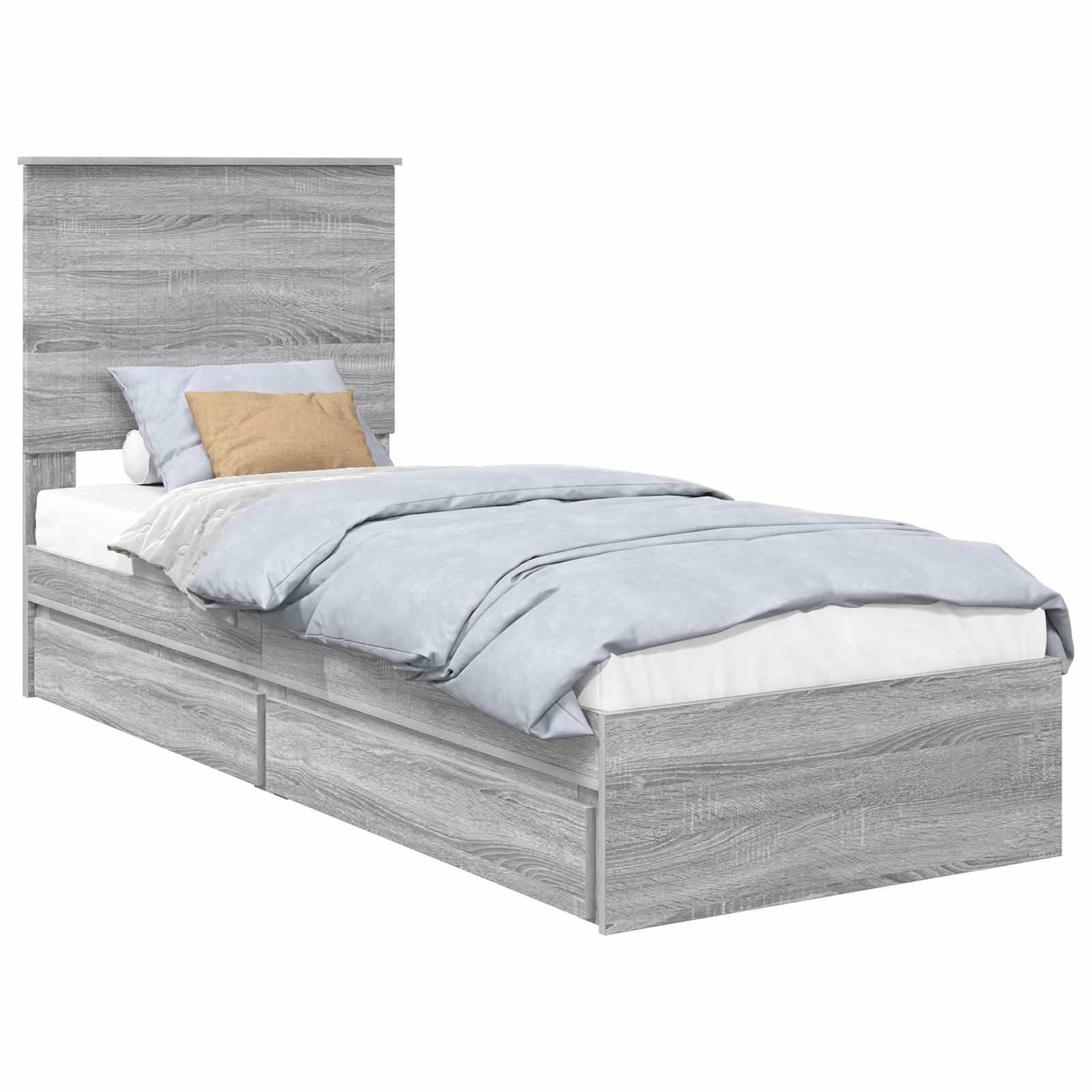 Opslag bed met hoofdeinde Grijs Sonoma 75 x 190 cm Bewerkt hout is nu te koop bij PeponiXL, paradijselijk wonen!