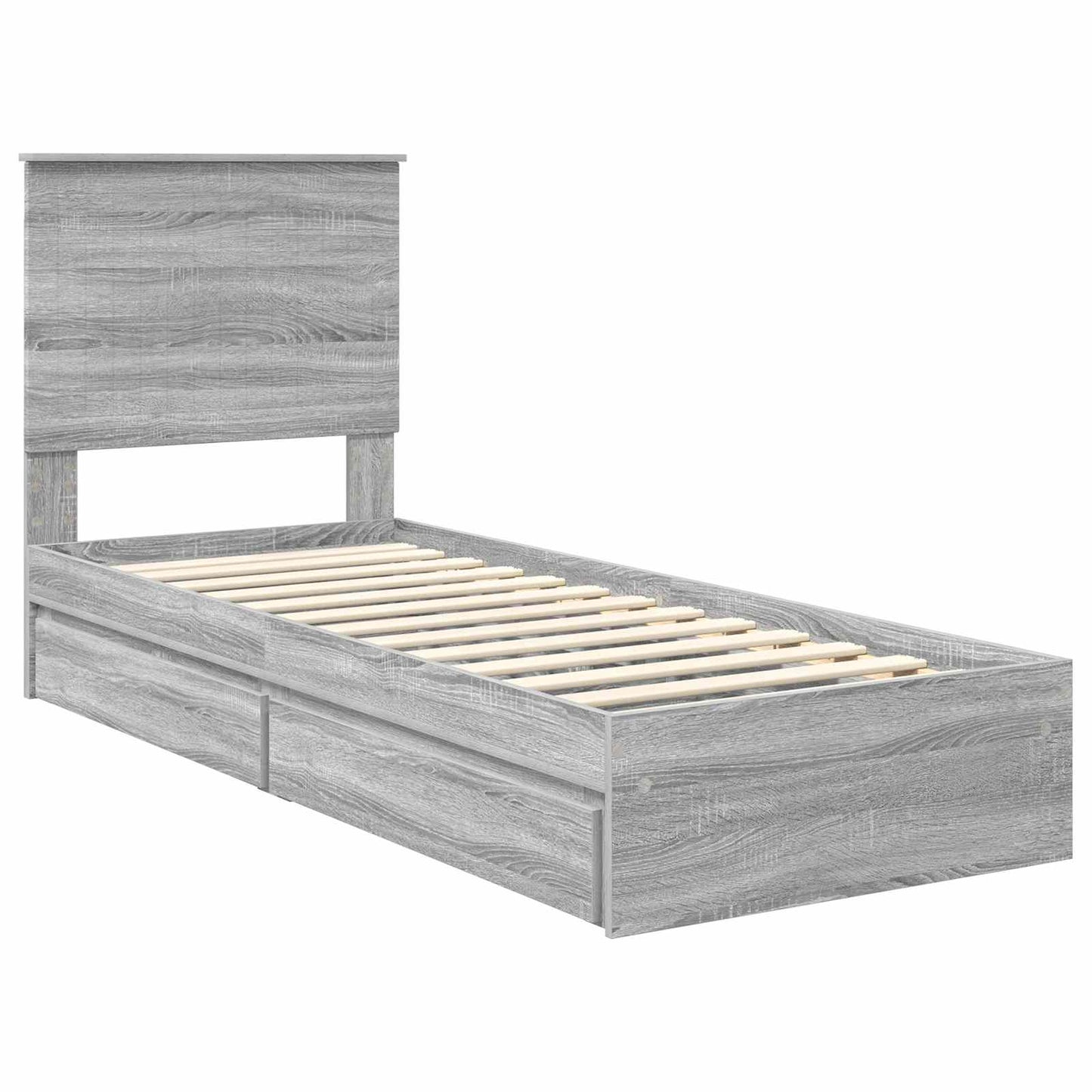Opslag bed met hoofdeinde Grijs Sonoma 75 x 190 cm Bewerkt hout is nu te koop bij PeponiXL, paradijselijk wonen!