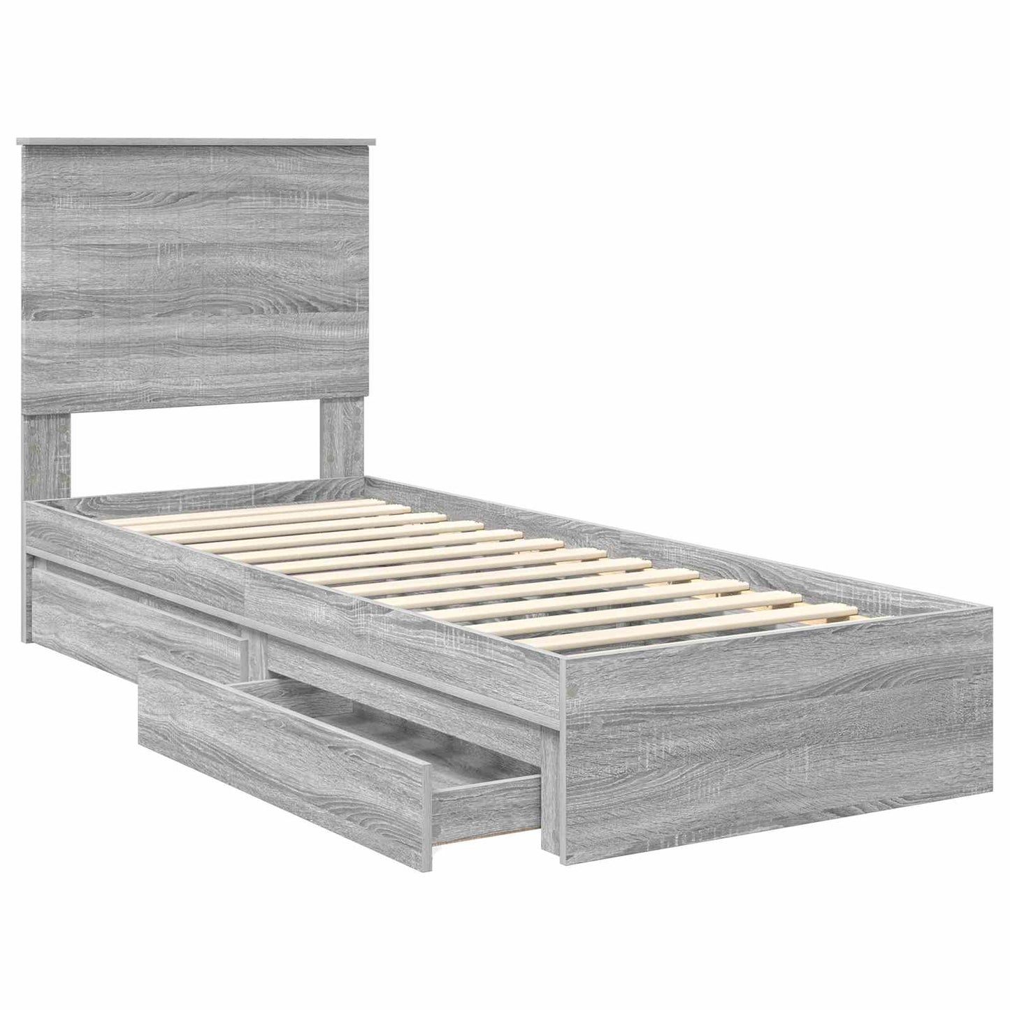 Opslag bed met hoofdeinde Grijs Sonoma 75 x 190 cm Bewerkt hout is nu te koop bij PeponiXL, paradijselijk wonen!