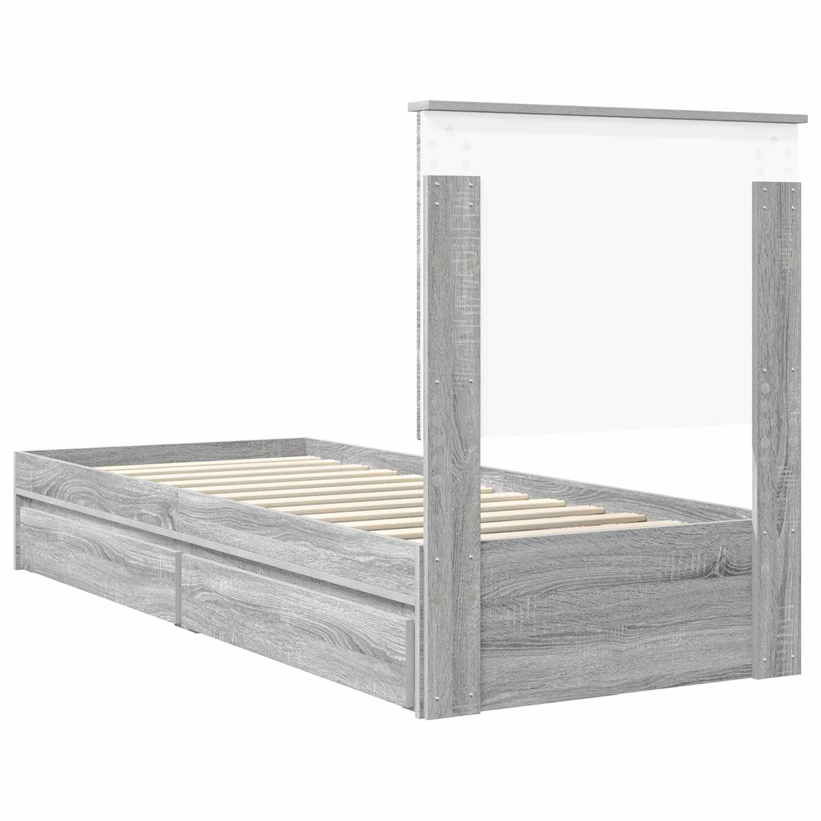 Opslag bed met hoofdeinde Grijs Sonoma 75 x 190 cm Bewerkt hout is nu te koop bij PeponiXL, paradijselijk wonen!