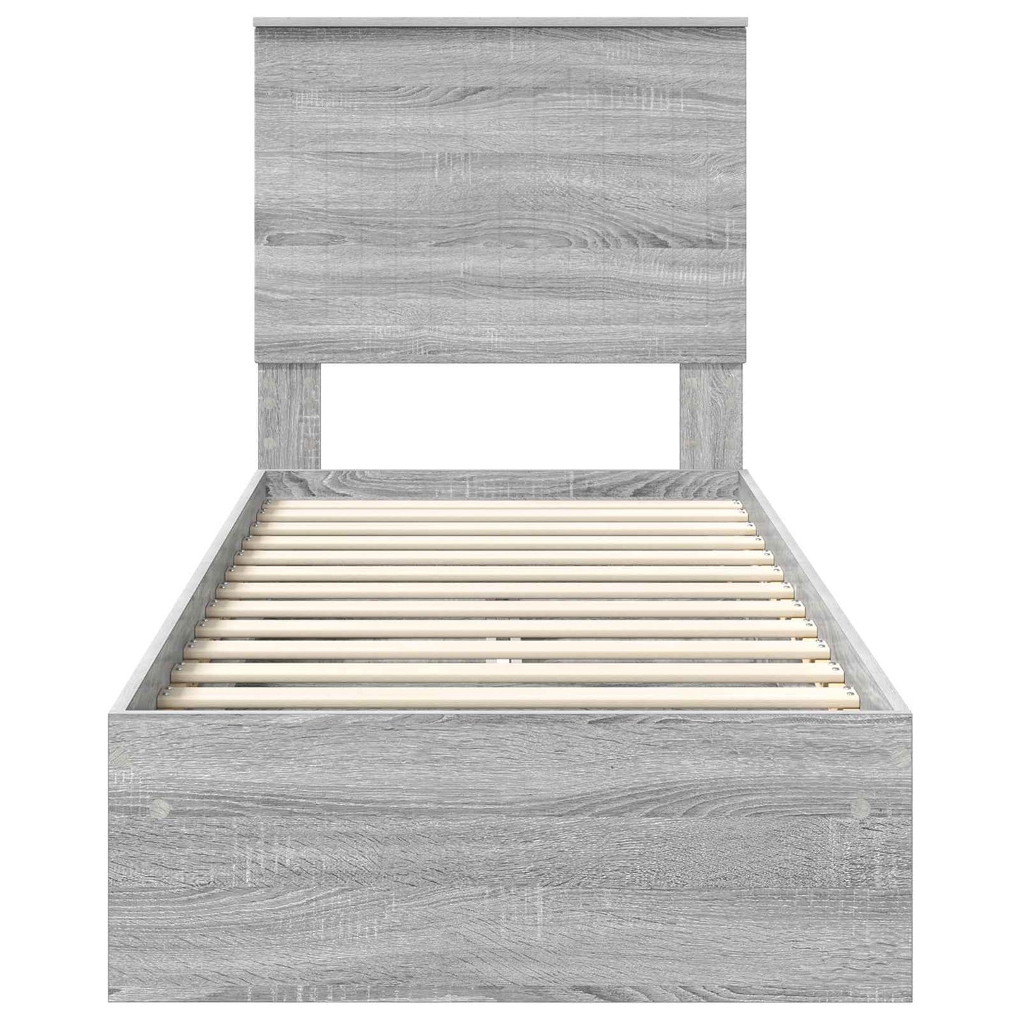 Opslag bed met hoofdeinde Grijs Sonoma 75 x 190 cm Bewerkt hout is nu te koop bij PeponiXL, paradijselijk wonen!