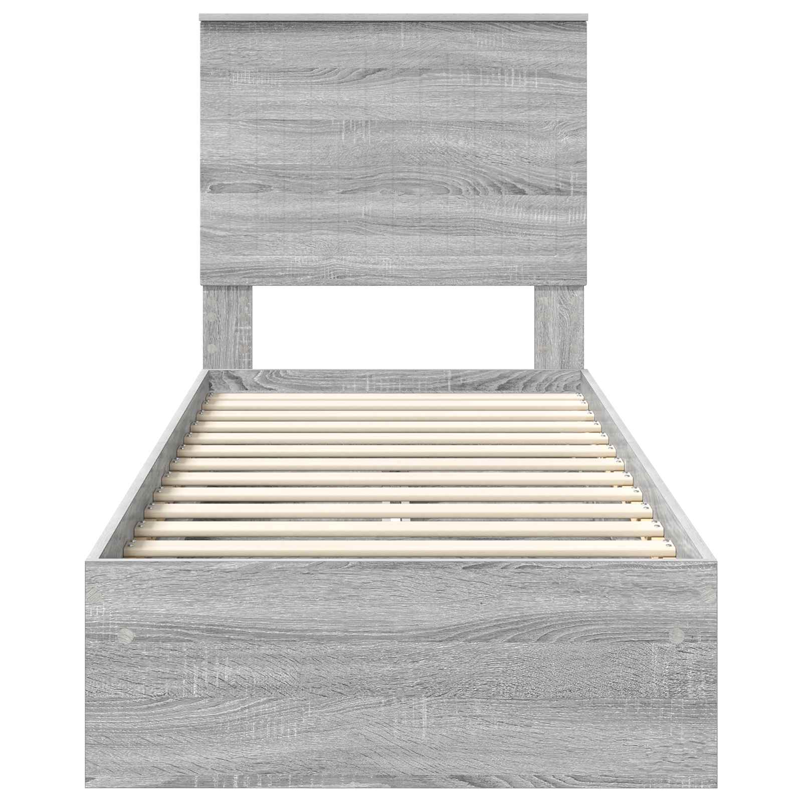 Opslag bed met hoofdeinde Grijs Sonoma 75 x 190 cm Bewerkt hout is nu te koop bij PeponiXL, paradijselijk wonen!