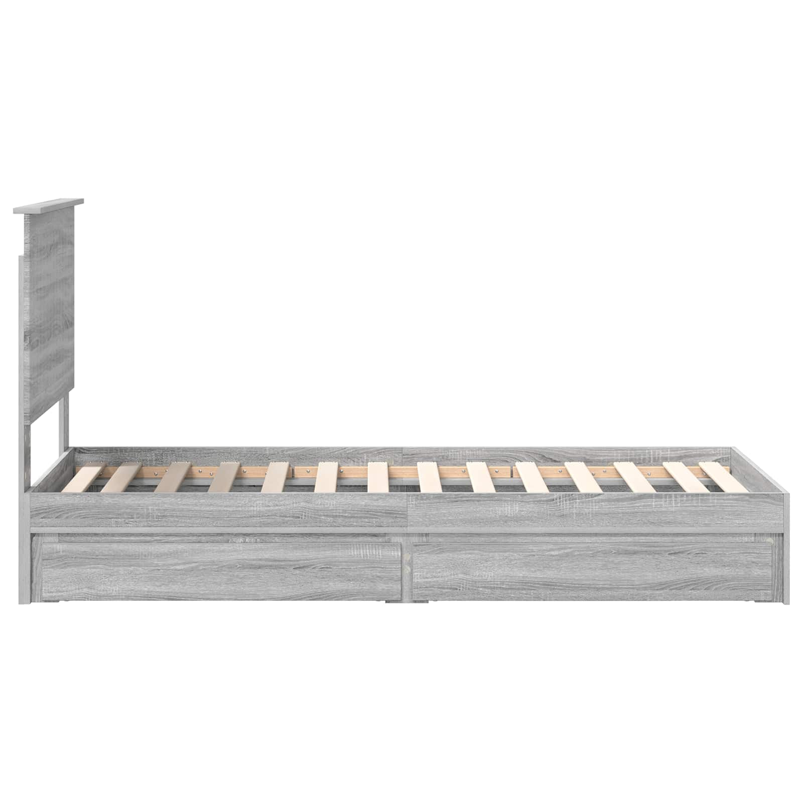 Opslag bed met hoofdeinde Grijs Sonoma 75 x 190 cm Bewerkt hout is nu te koop bij PeponiXL, paradijselijk wonen!