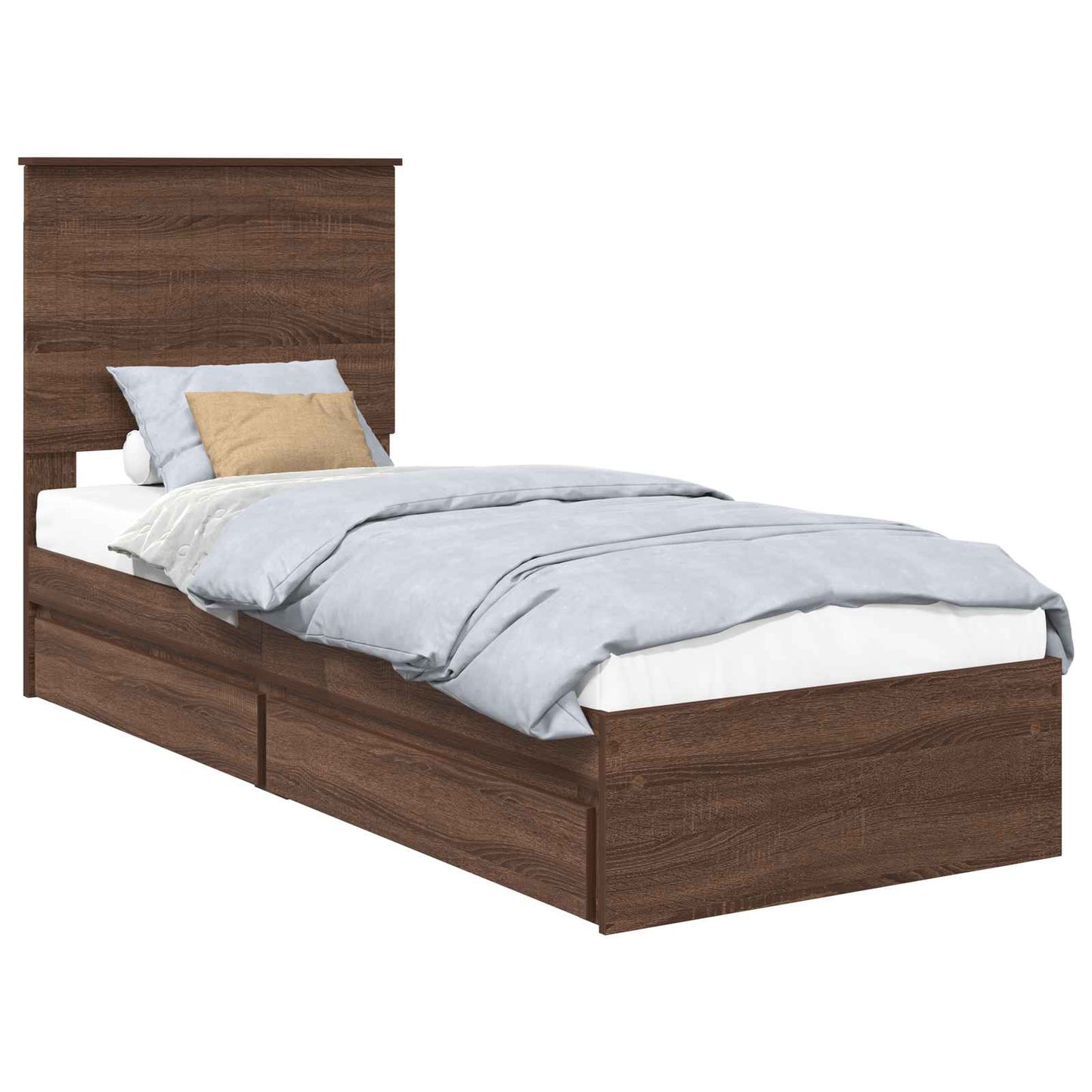 Opslag bed met hoofdeinde Bruin Eiken 75 x 190 cm Bewerkt hout is nu te koop bij PeponiXL, paradijselijk wonen!