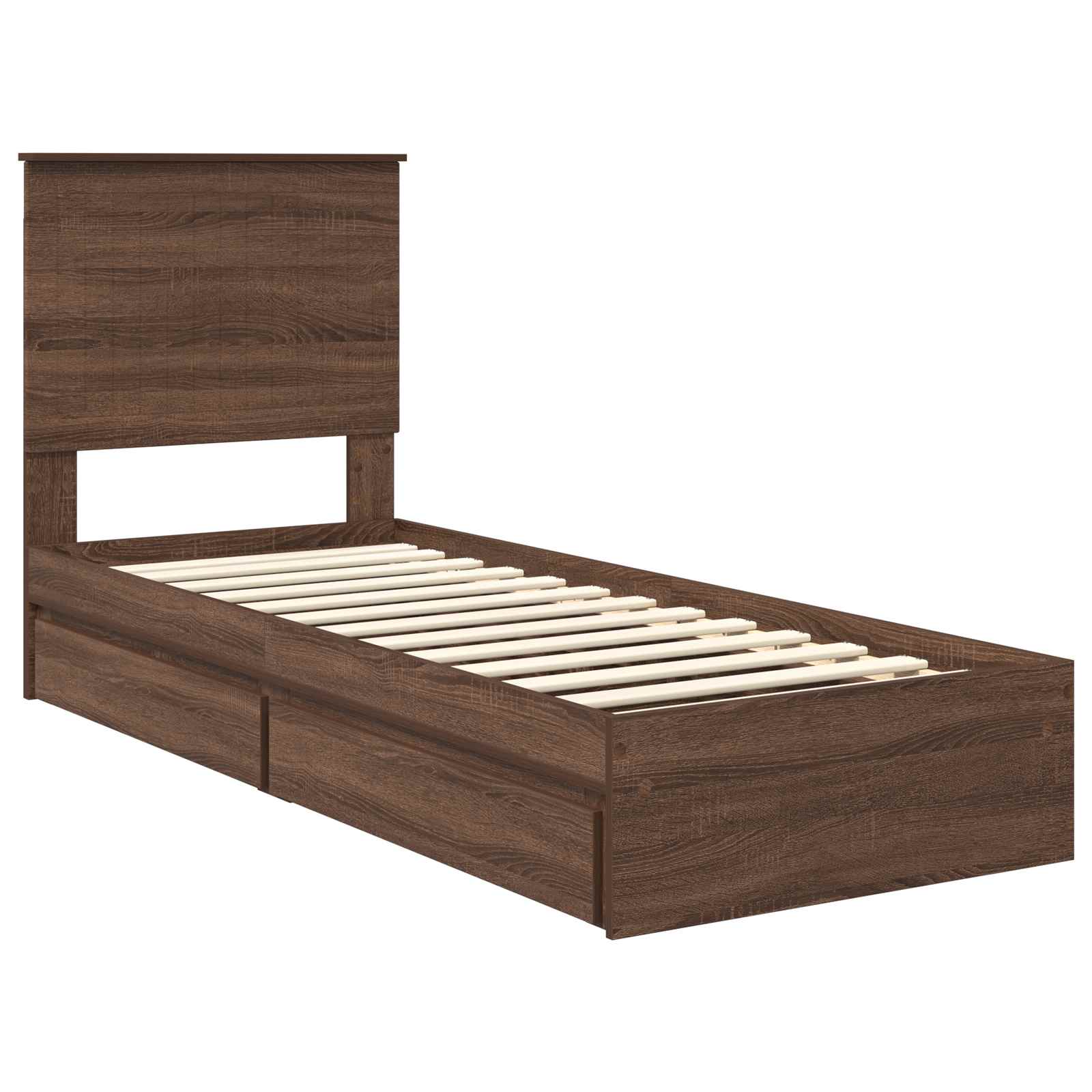 Opslag bed met hoofdeinde Bruin Eiken 75 x 190 cm Bewerkt hout is nu te koop bij PeponiXL, paradijselijk wonen!