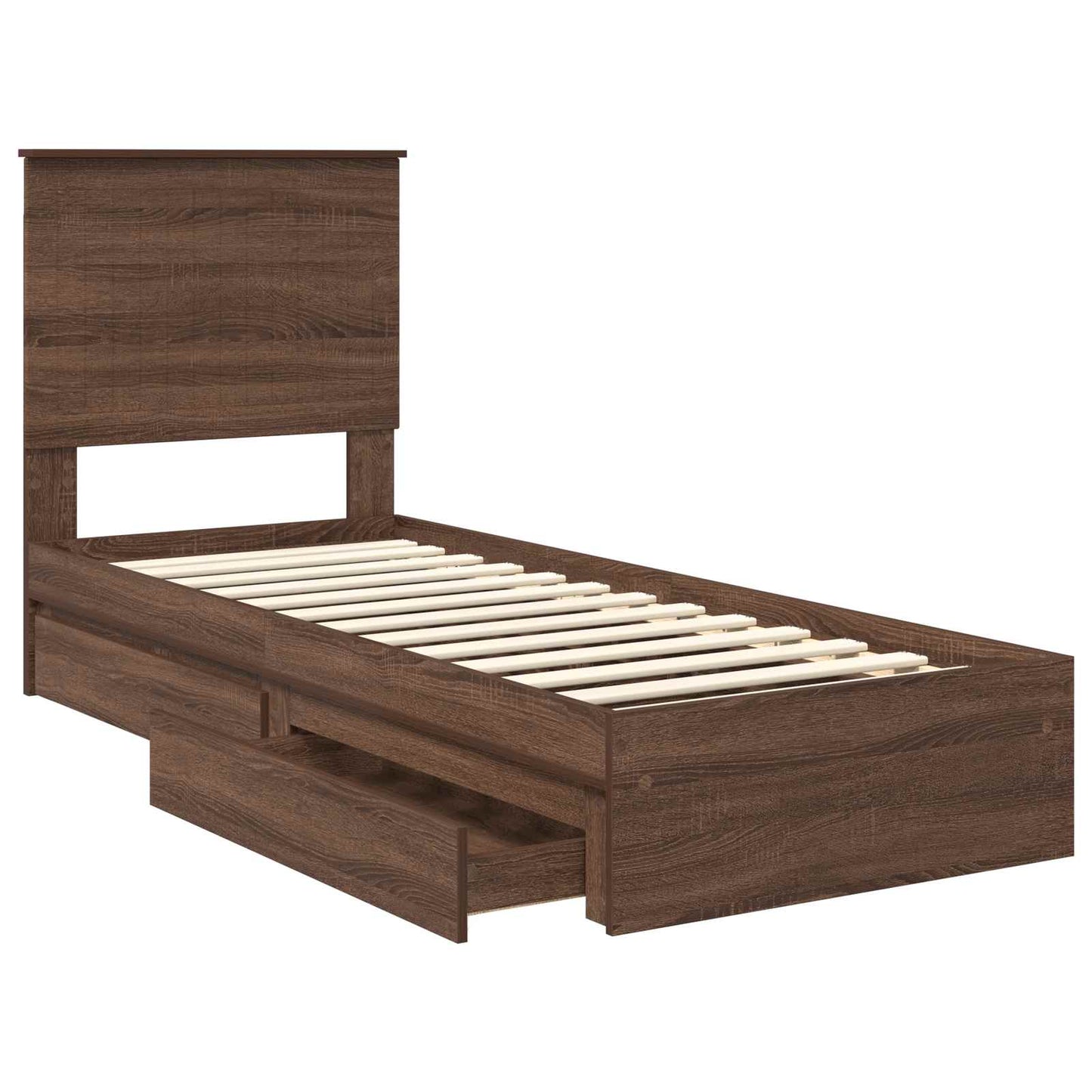 Opslag bed met hoofdeinde Bruin Eiken 75 x 190 cm Bewerkt hout is nu te koop bij PeponiXL, paradijselijk wonen!