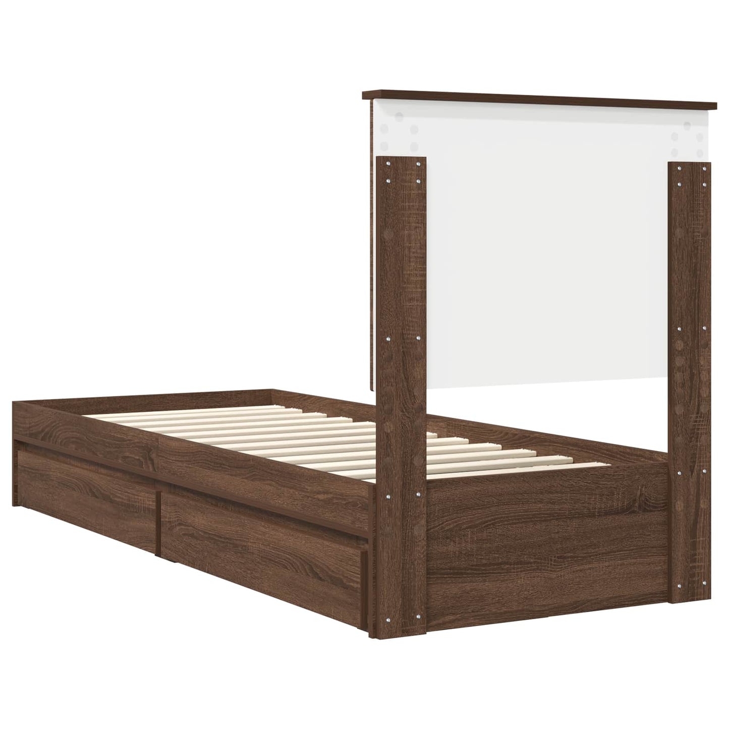 Opslag bed met hoofdeinde Bruin Eiken 75 x 190 cm Bewerkt hout is nu te koop bij PeponiXL, paradijselijk wonen!