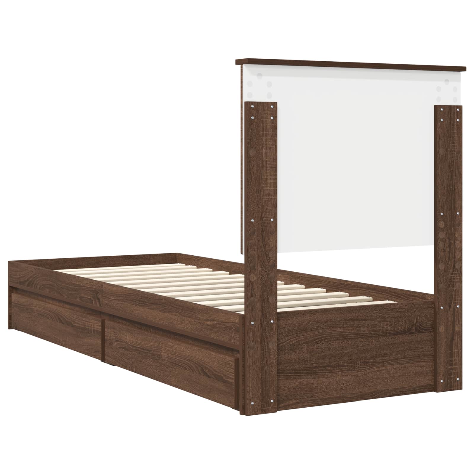 Opslag bed met hoofdeinde Bruin Eiken 75 x 190 cm Bewerkt hout is nu te koop bij PeponiXL, paradijselijk wonen!