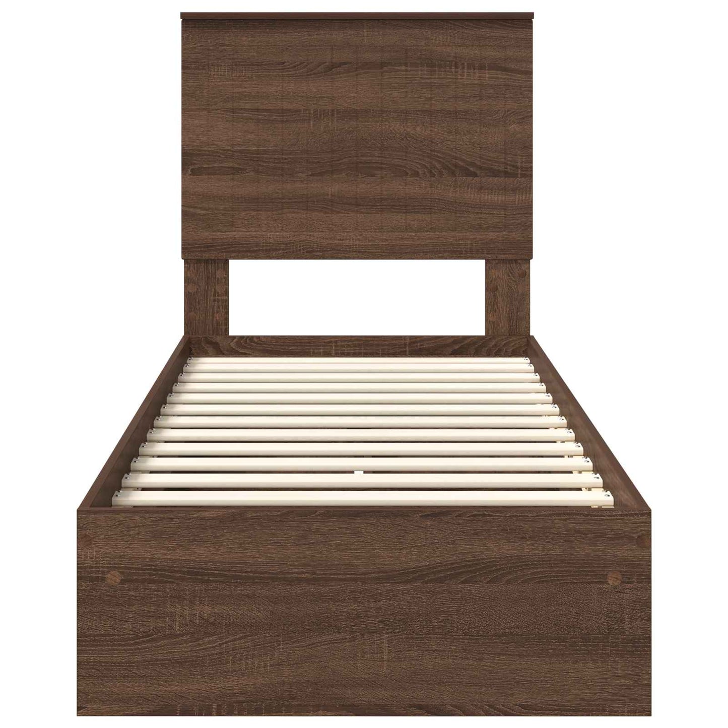 Opslag bed met hoofdeinde Bruin Eiken 75 x 190 cm Bewerkt hout is nu te koop bij PeponiXL, paradijselijk wonen!