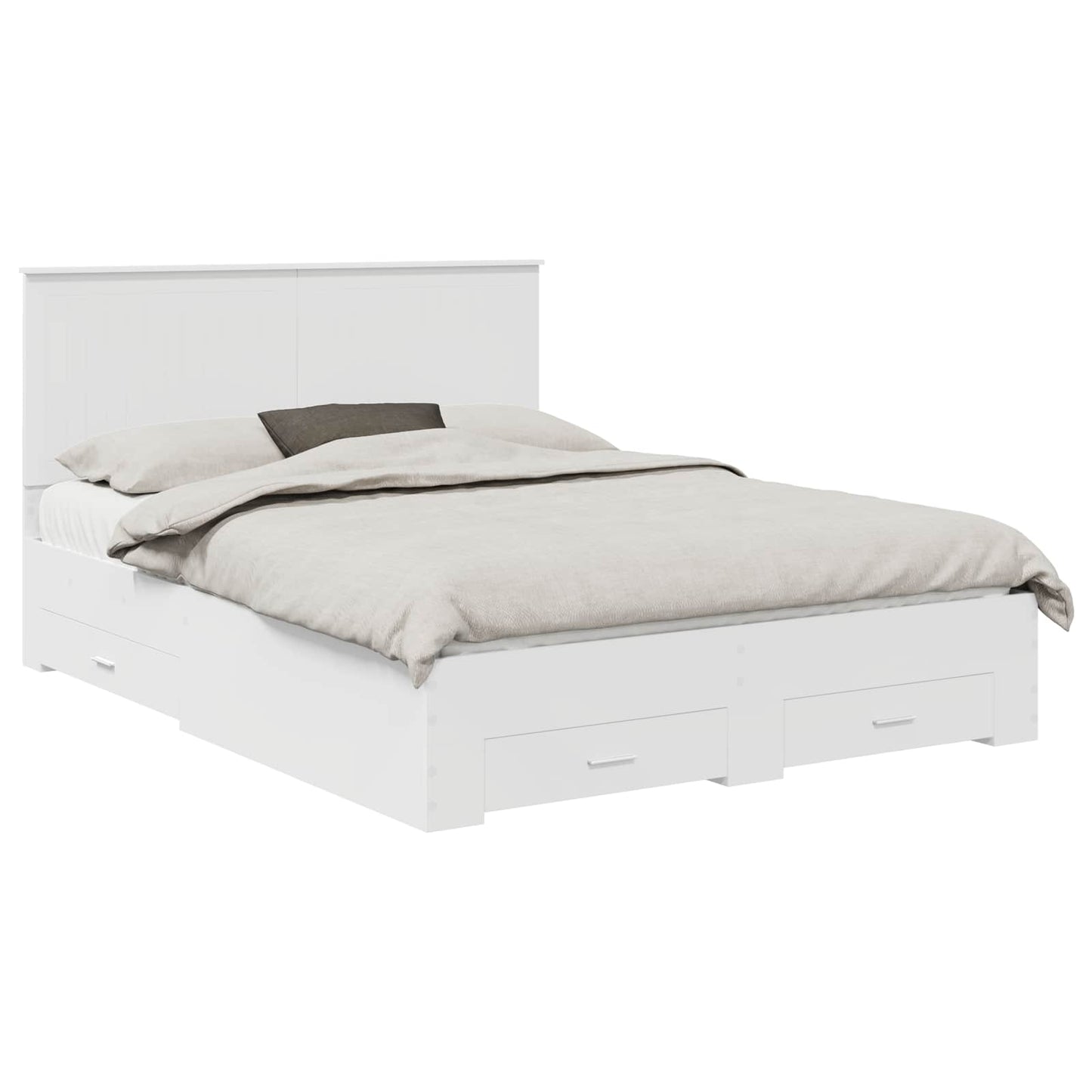 Bedframe met hoofdeinde met lade Wit 150 x 200 cm Bewerkt hout is nu te koop bij PeponiXL, paradijselijk wonen!