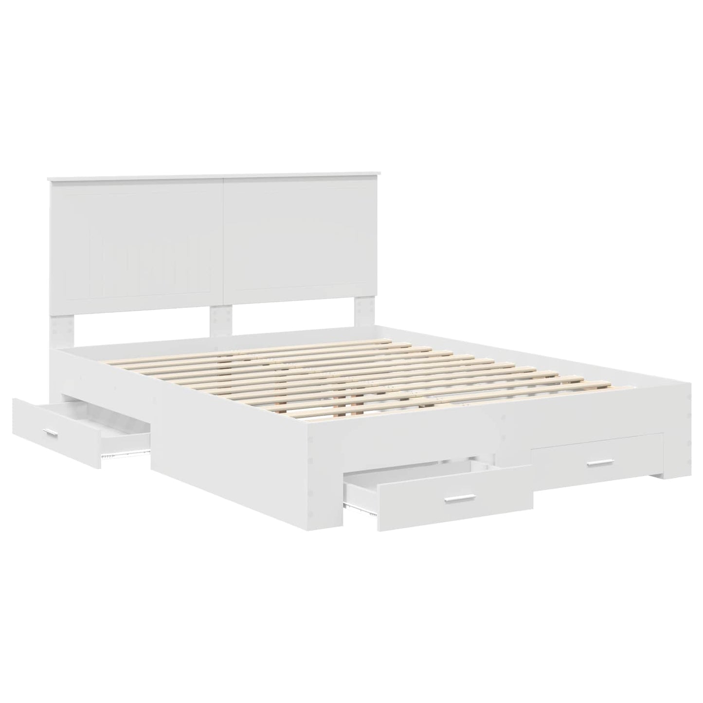 Bedframe met hoofdeinde met lade Wit 150 x 200 cm Bewerkt hout is nu te koop bij PeponiXL, paradijselijk wonen!