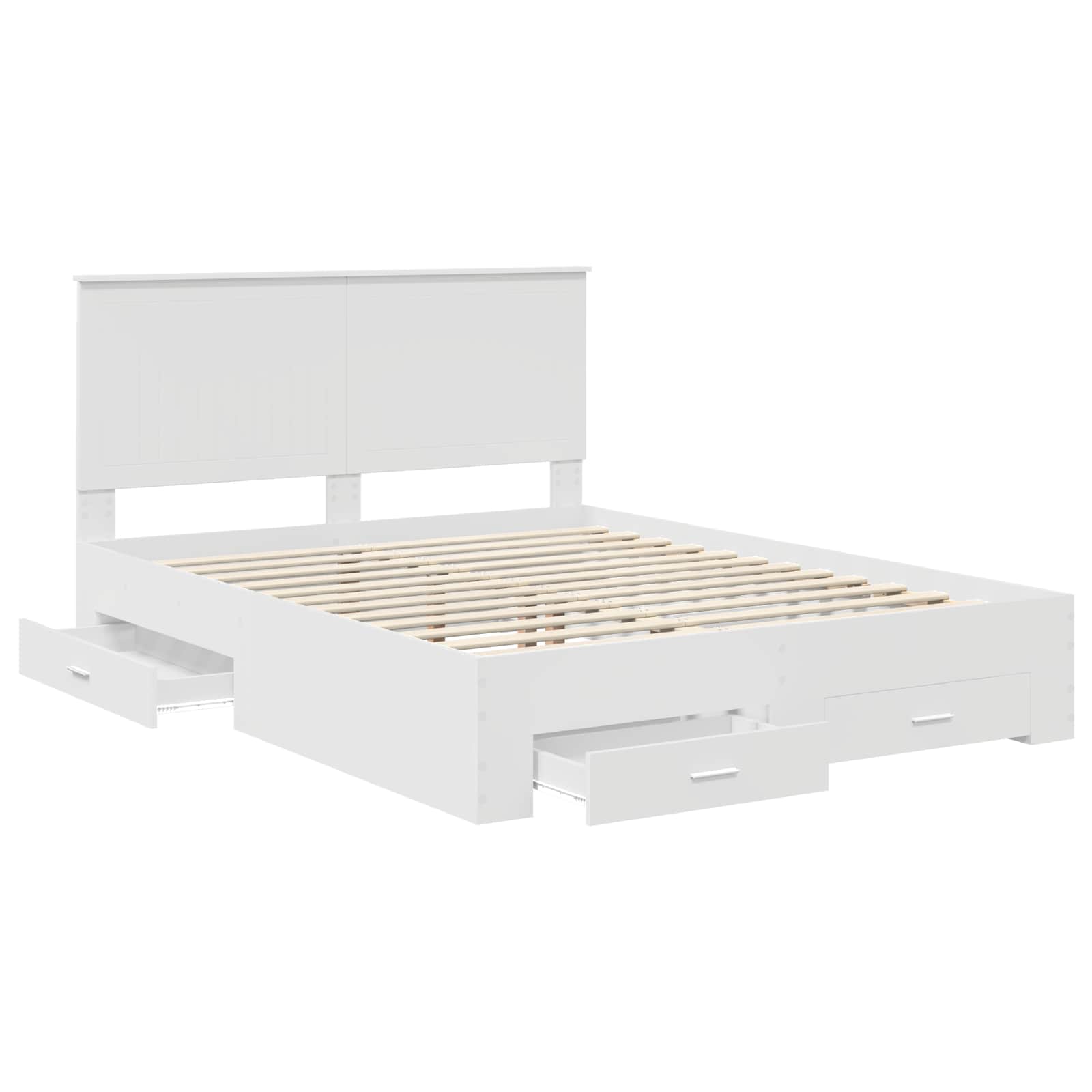 Bedframe met hoofdeinde met lade Wit 150 x 200 cm Bewerkt hout is nu te koop bij PeponiXL, paradijselijk wonen!