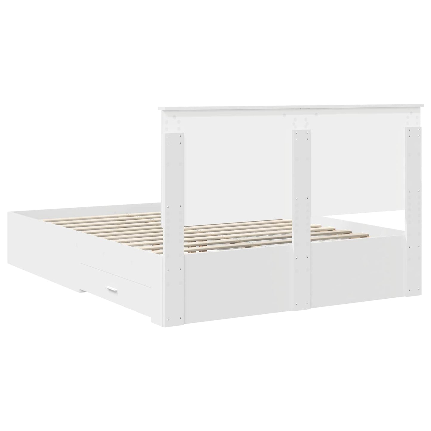 Bedframe met hoofdeinde met lade Wit 150 x 200 cm Bewerkt hout is nu te koop bij PeponiXL, paradijselijk wonen!