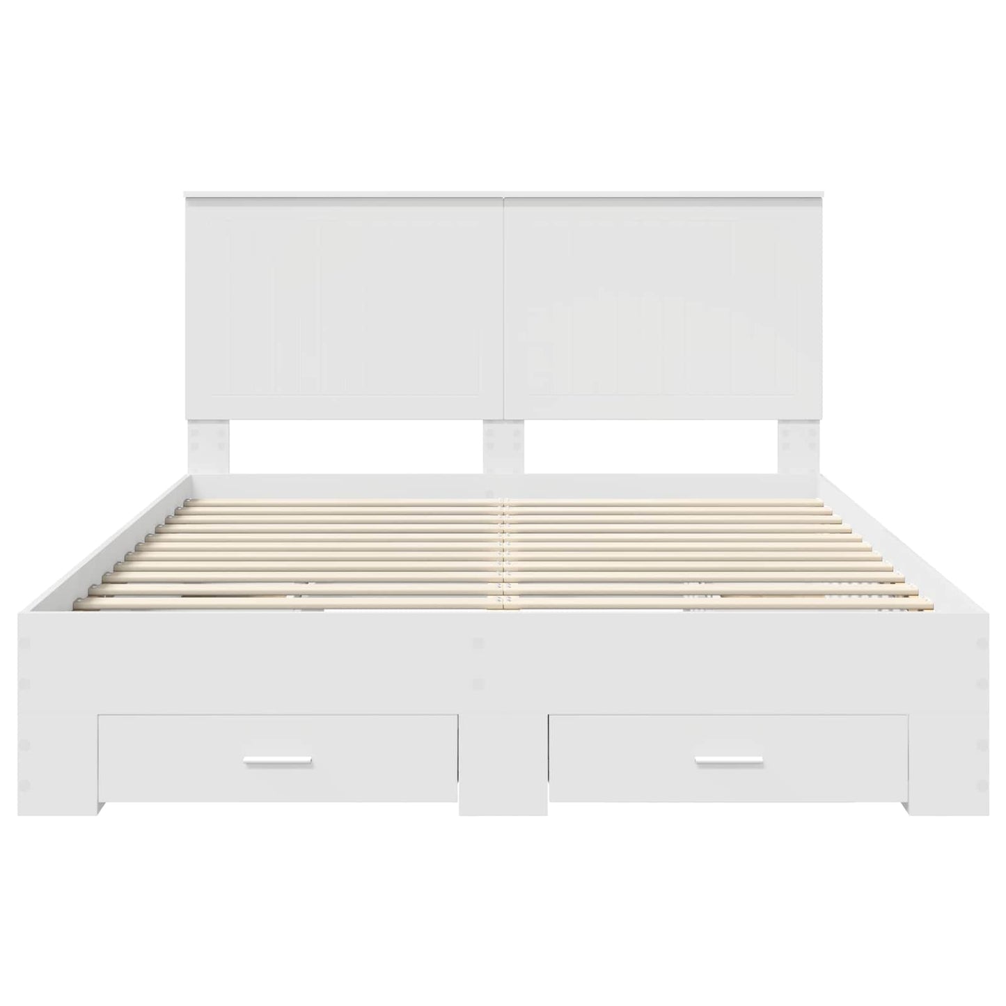Bedframe met hoofdeinde met lade Wit 150 x 200 cm Bewerkt hout is nu te koop bij PeponiXL, paradijselijk wonen!