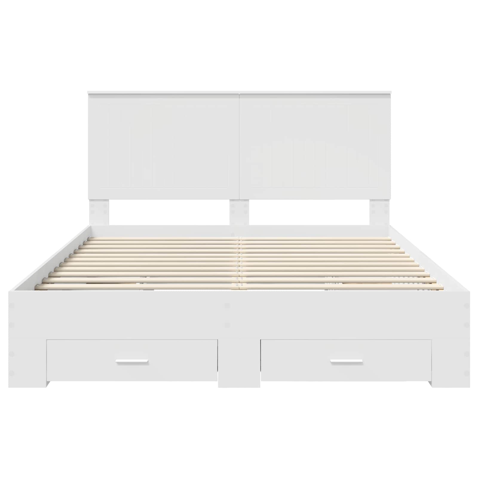 Bedframe met hoofdeinde met lade Wit 150 x 200 cm Bewerkt hout is nu te koop bij PeponiXL, paradijselijk wonen!