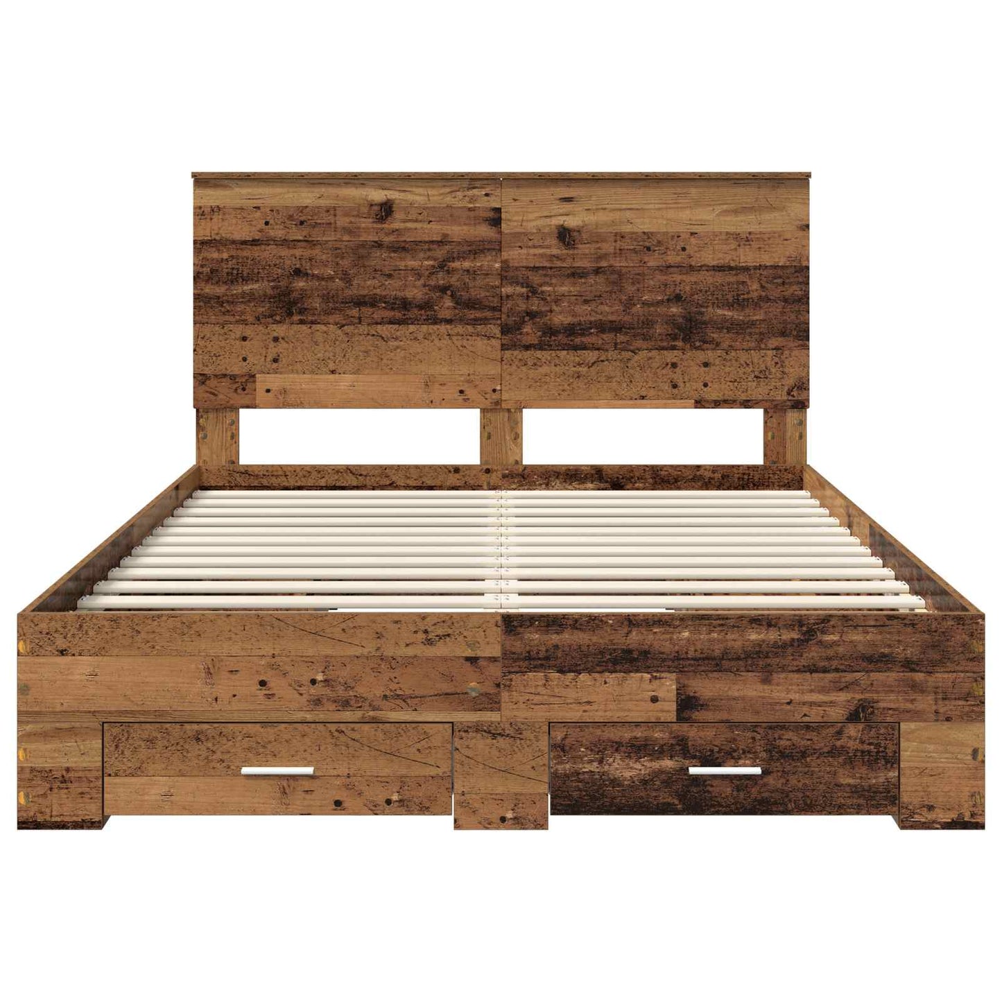 Bedframe met lade met opslag Oudhout 135 x 190 cm Bewerkt hout is nu te koop bij PeponiXL, paradijselijk wonen!
