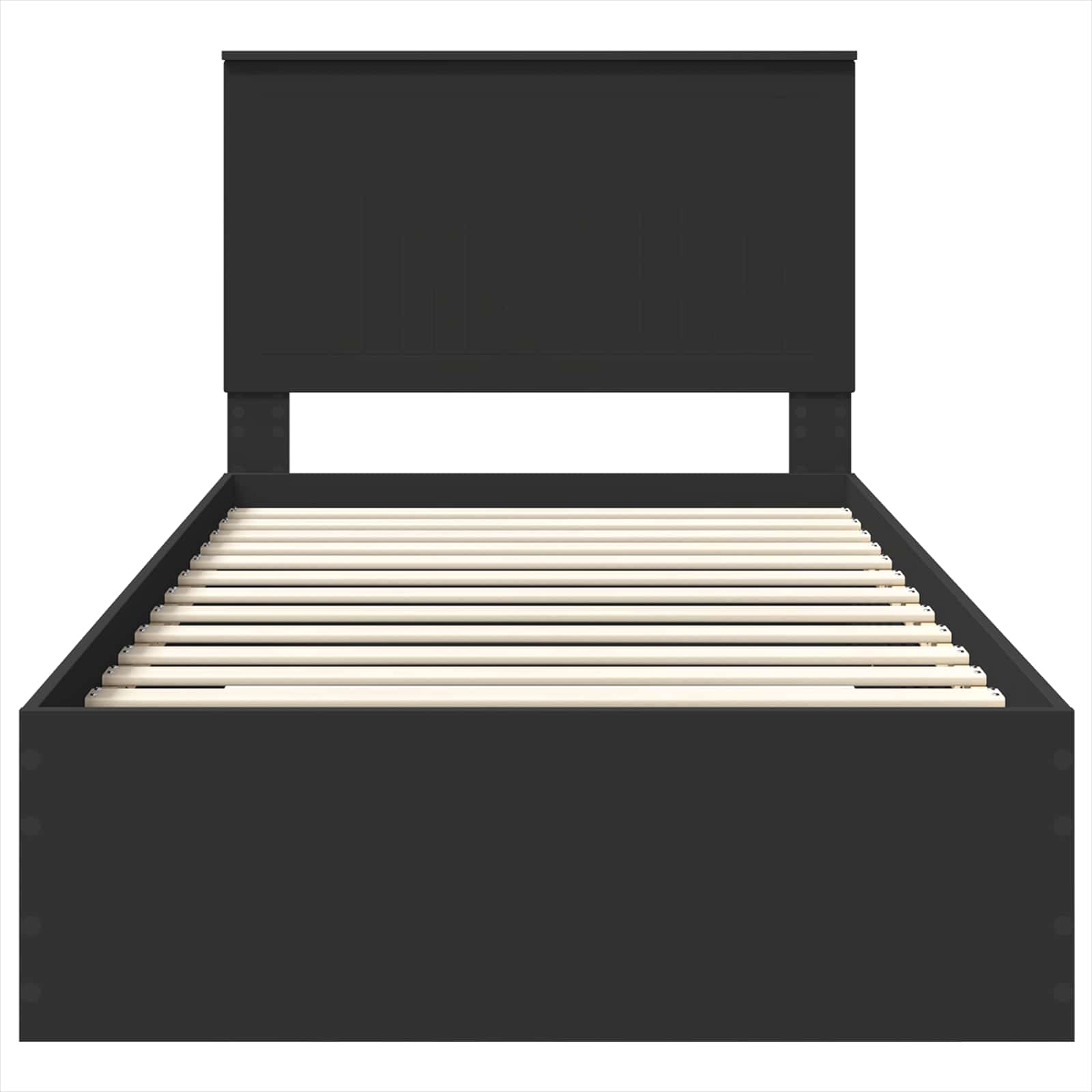 Bedframe met lade Zwart en Zilver 90 x 200 cm Bewerkt hout is nu te koop bij PeponiXL, paradijselijk wonen!