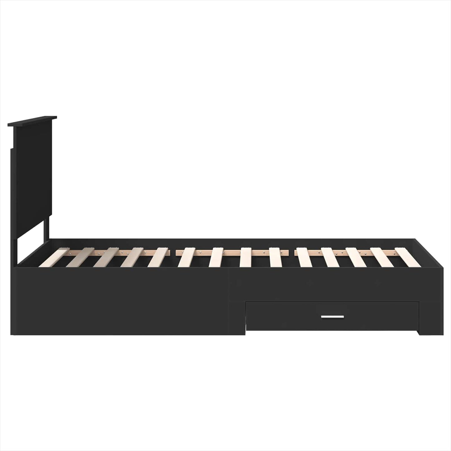 Bedframe met lade Zwart en Zilver 90 x 200 cm Bewerkt hout is nu te koop bij PeponiXL, paradijselijk wonen!