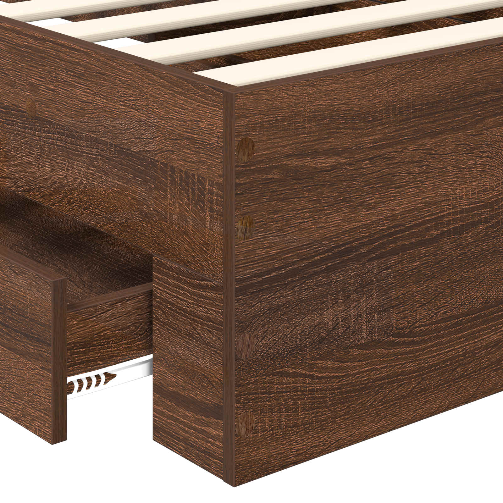 Bedframe Bruin Eiken en Zilver 90 x 200 cm Bewerkt hout is nu te koop bij PeponiXL, paradijselijk wonen!