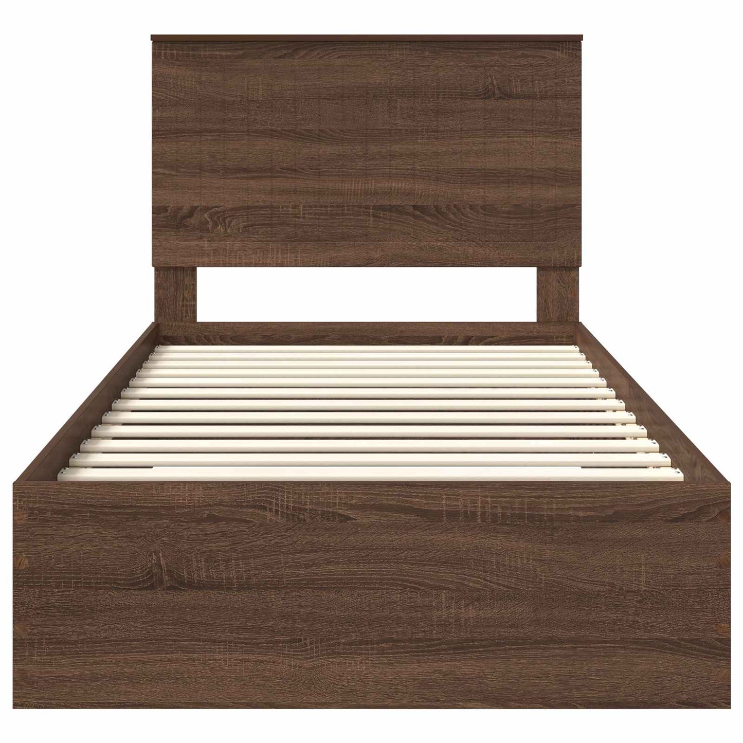 Bedframe Bruin Eiken en Zilver 90 x 200 cm Bewerkt hout is nu te koop bij PeponiXL, paradijselijk wonen!