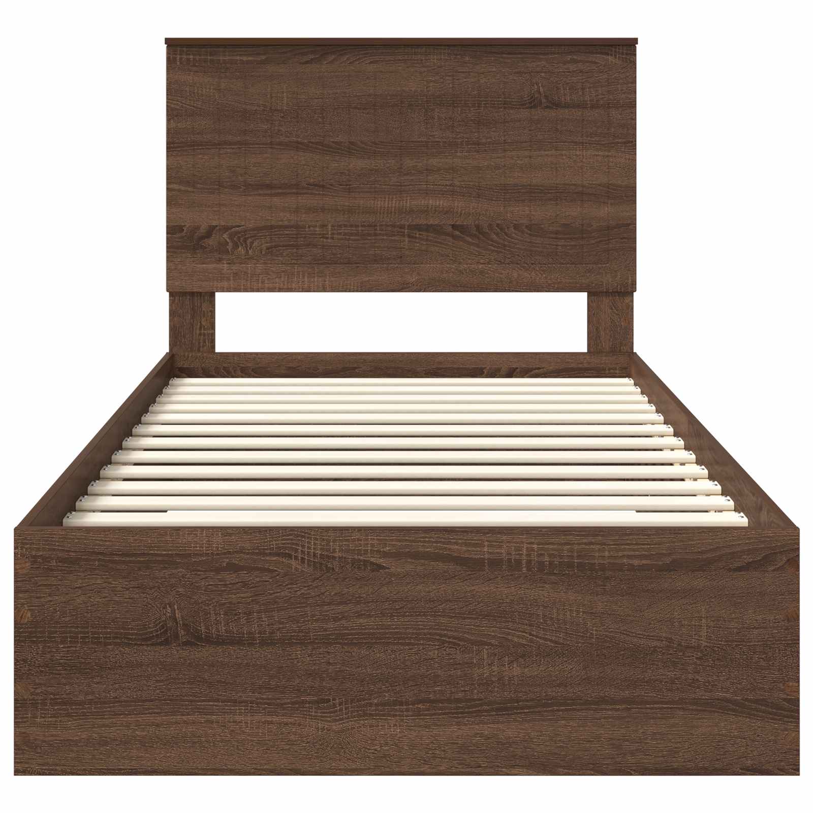 Bedframe Bruin Eiken en Zilver 90 x 200 cm Bewerkt hout is nu te koop bij PeponiXL, paradijselijk wonen!