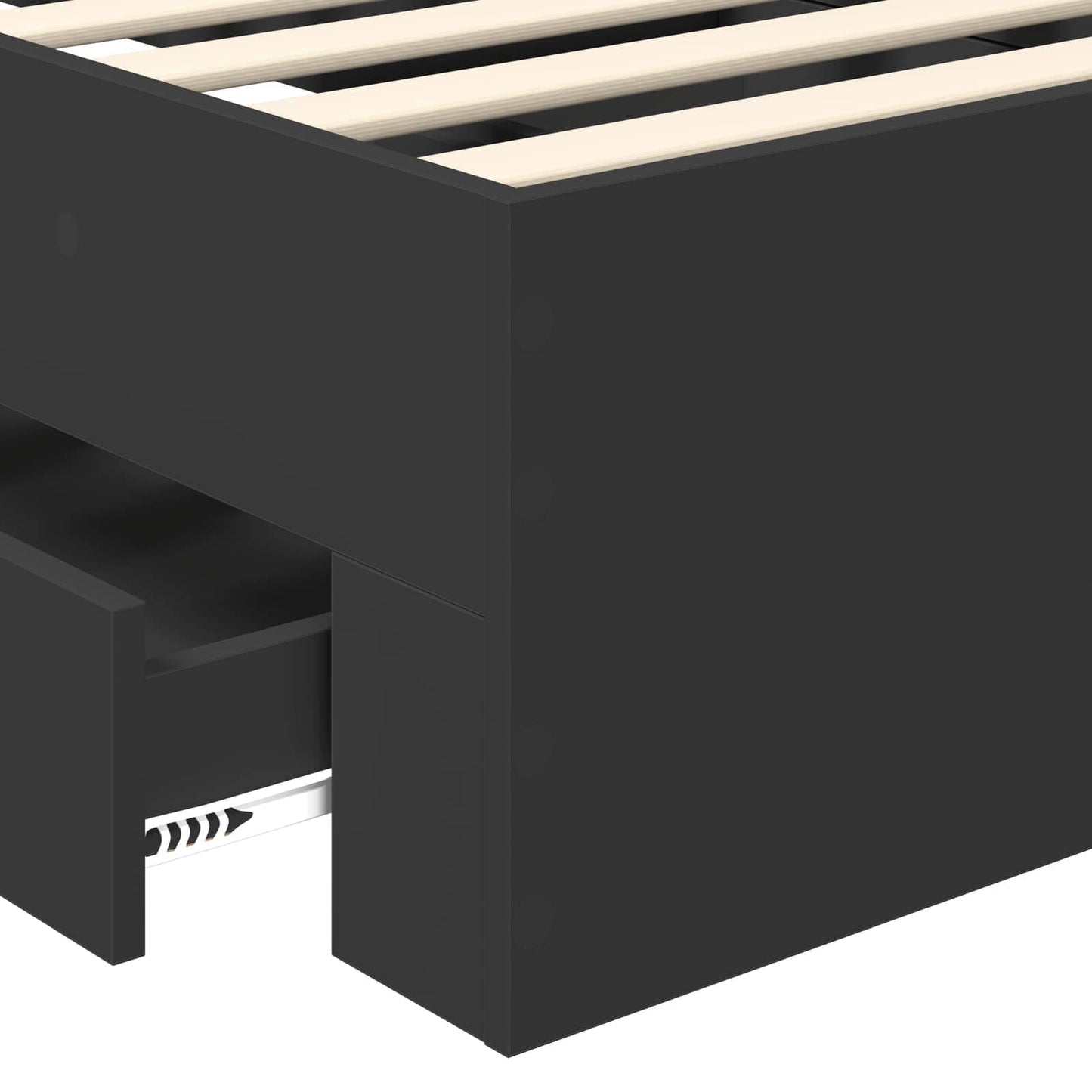 Bedframe met lade Zwart en Zilver 70 x 190 cm Bewerkt hout is nu te koop bij PeponiXL, paradijselijk wonen!