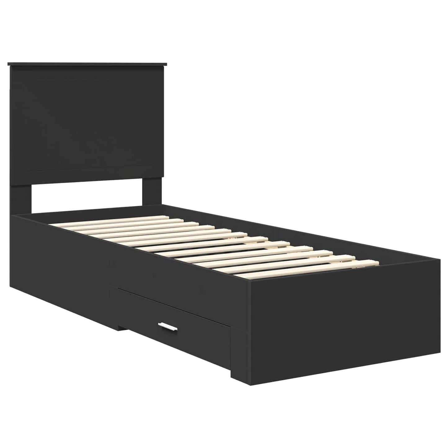 Bedframe met lade Zwart en Zilver 70 x 190 cm Bewerkt hout is nu te koop bij PeponiXL, paradijselijk wonen!