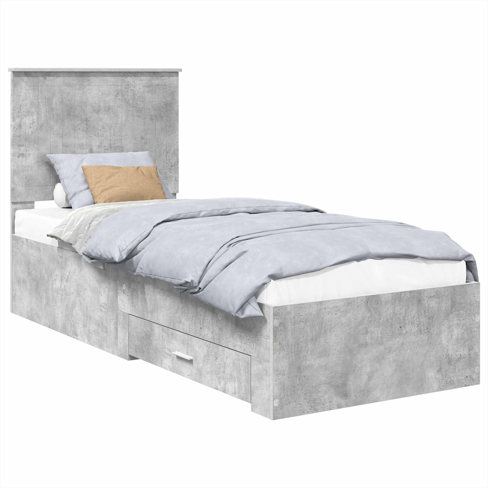 Bedframe Beton Grijs en Zilver 70 x 190 cm Bewerkt hout is nu te koop bij PeponiXL, paradijselijk wonen!