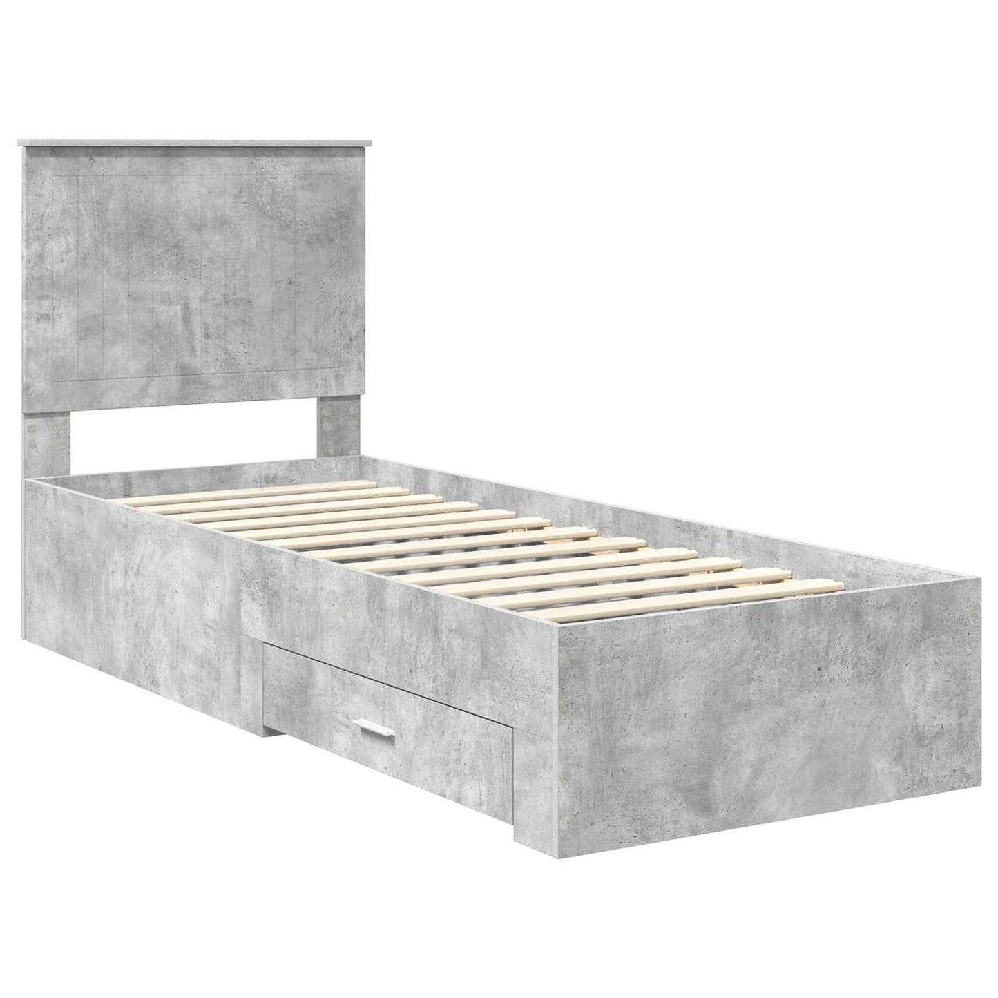 Bedframe Beton Grijs en Zilver 70 x 190 cm Bewerkt hout is nu te koop bij PeponiXL, paradijselijk wonen!