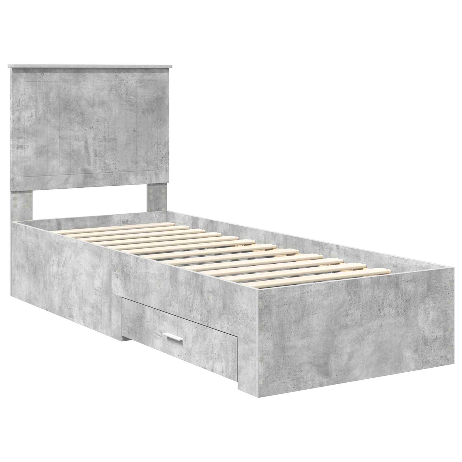 Bedframe Beton Grijs en Zilver 70 x 190 cm Bewerkt hout is nu te koop bij PeponiXL, paradijselijk wonen!
