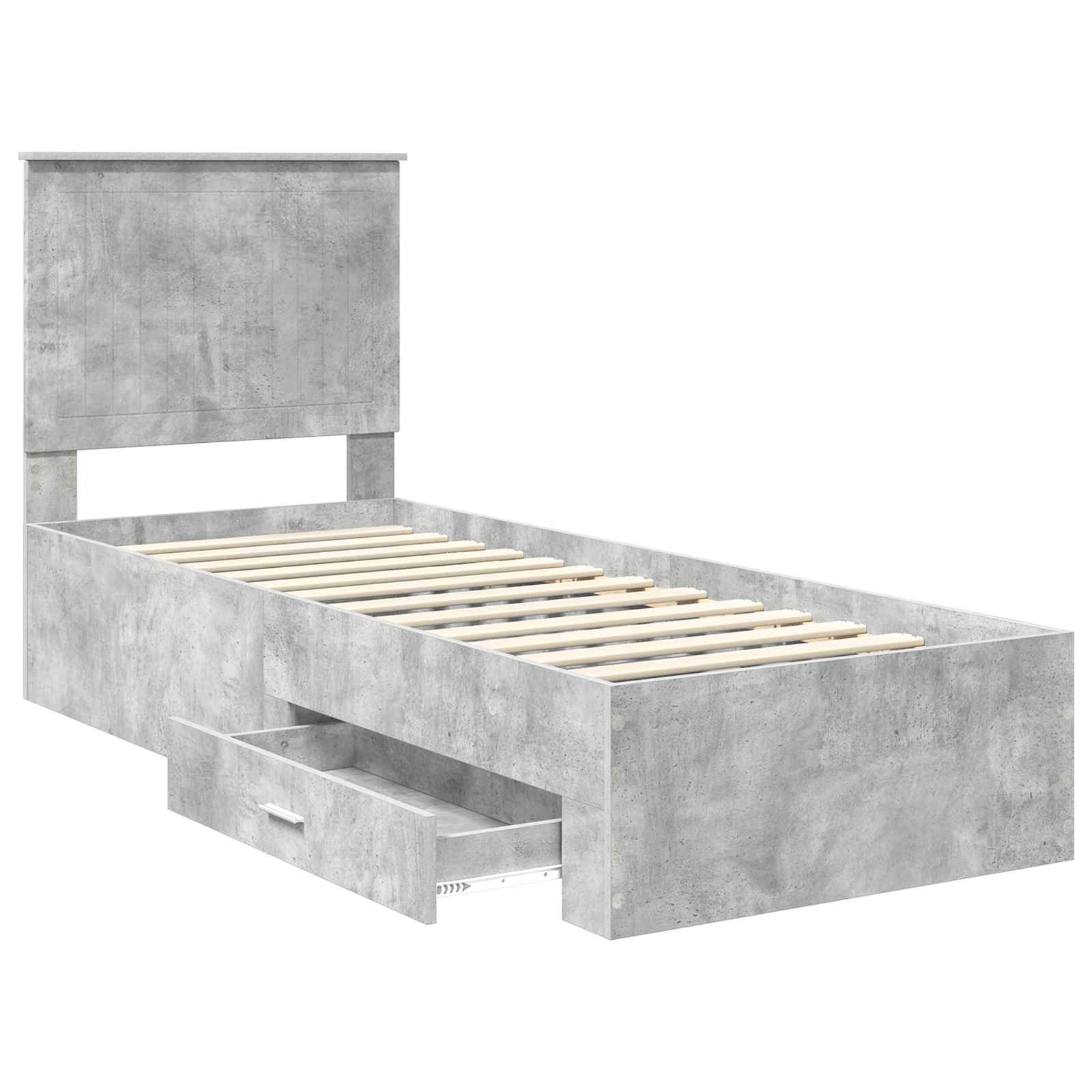Bedframe Beton Grijs en Zilver 70 x 190 cm Bewerkt hout is nu te koop bij PeponiXL, paradijselijk wonen!