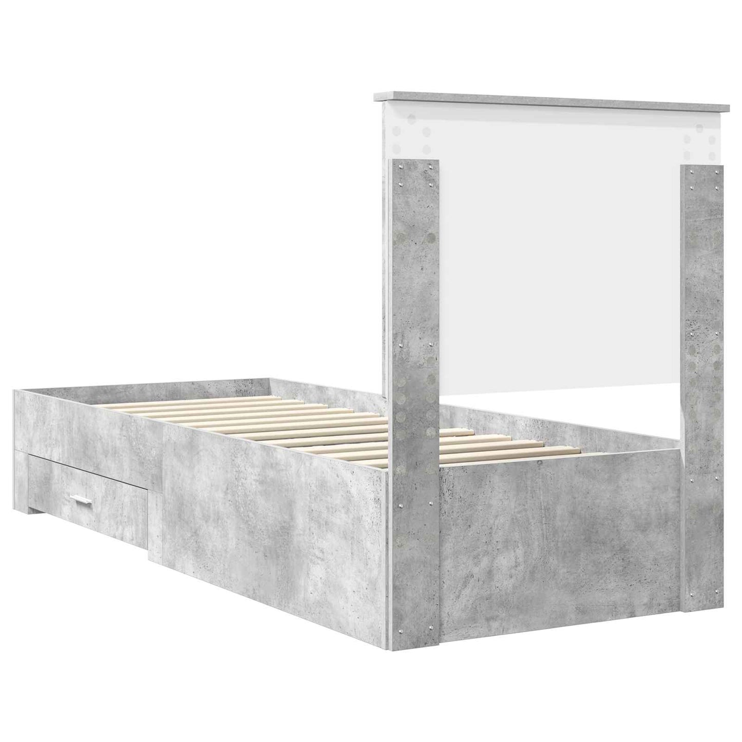Bedframe Beton Grijs en Zilver 70 x 190 cm Bewerkt hout is nu te koop bij PeponiXL, paradijselijk wonen!