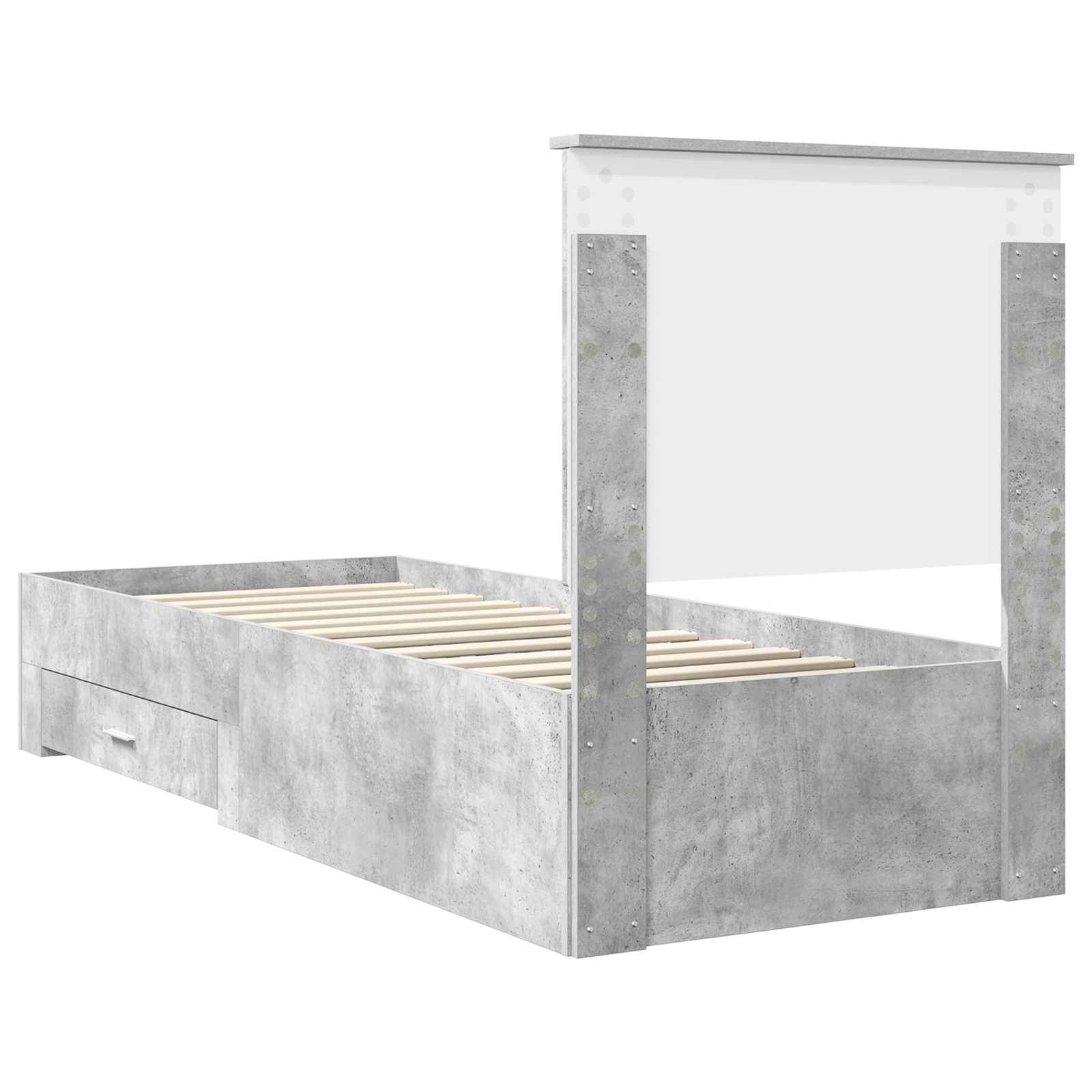 Bedframe Beton Grijs en Zilver 70 x 190 cm Bewerkt hout is nu te koop bij PeponiXL, paradijselijk wonen!