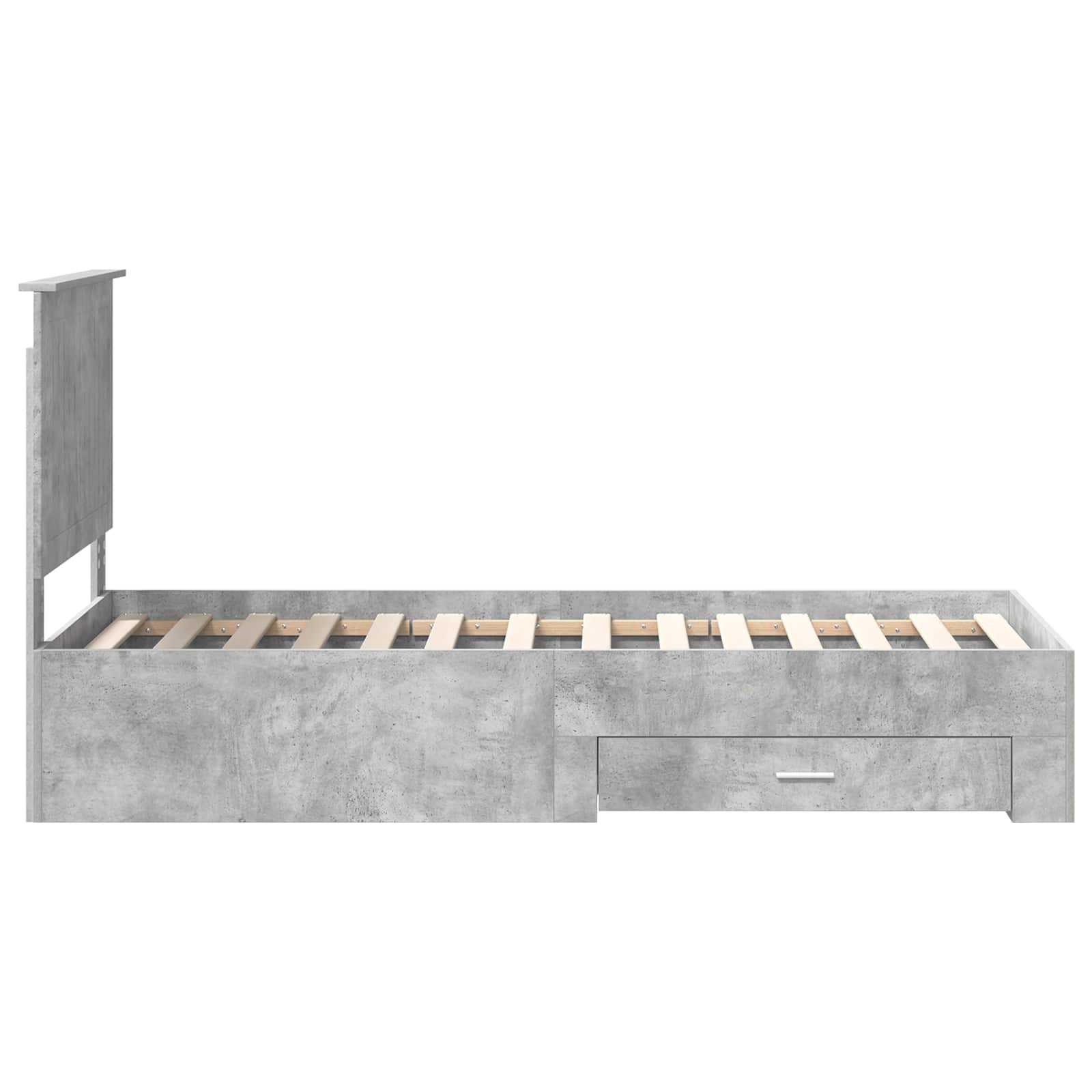 Bedframe Beton Grijs en Zilver 70 x 190 cm Bewerkt hout is nu te koop bij PeponiXL, paradijselijk wonen!