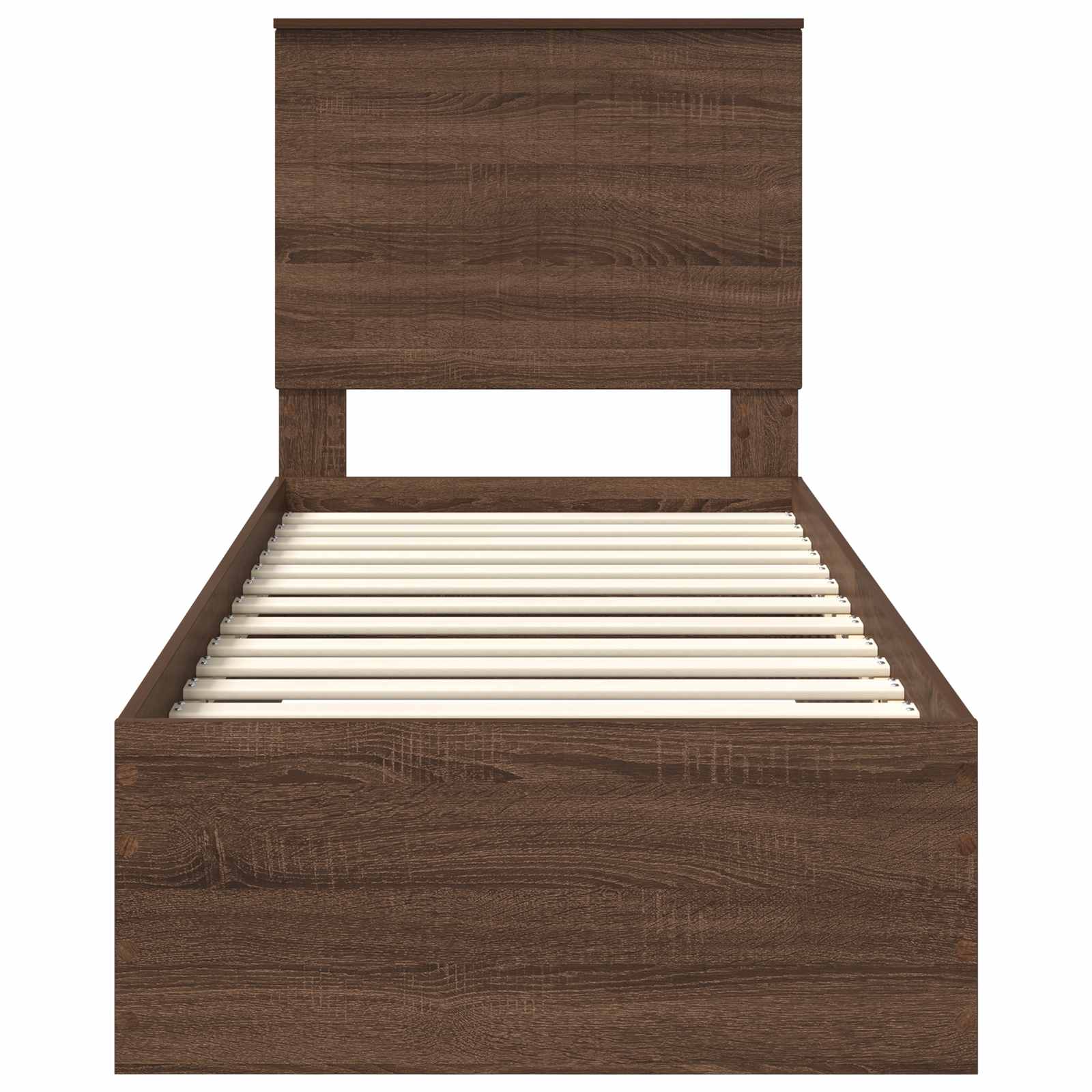 Bedframe Bruin Eiken en Zilver 70 x 190 cm Bewerkt hout is nu te koop bij PeponiXL, paradijselijk wonen!