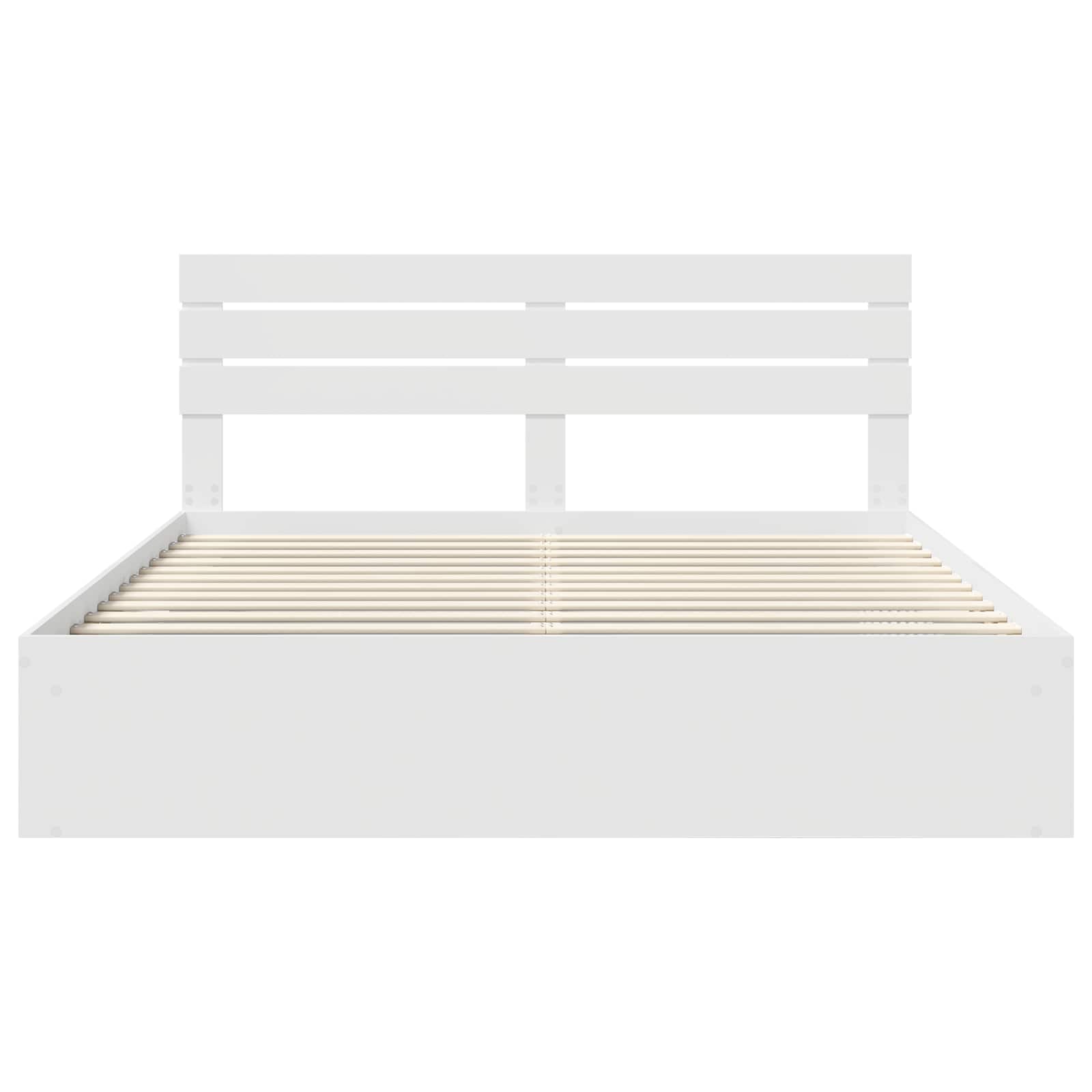 Bedframe met hoofdeinde Wit 200 x 200 cm Massief grenenhout is nu te koop bij PeponiXL, paradijselijk wonen!