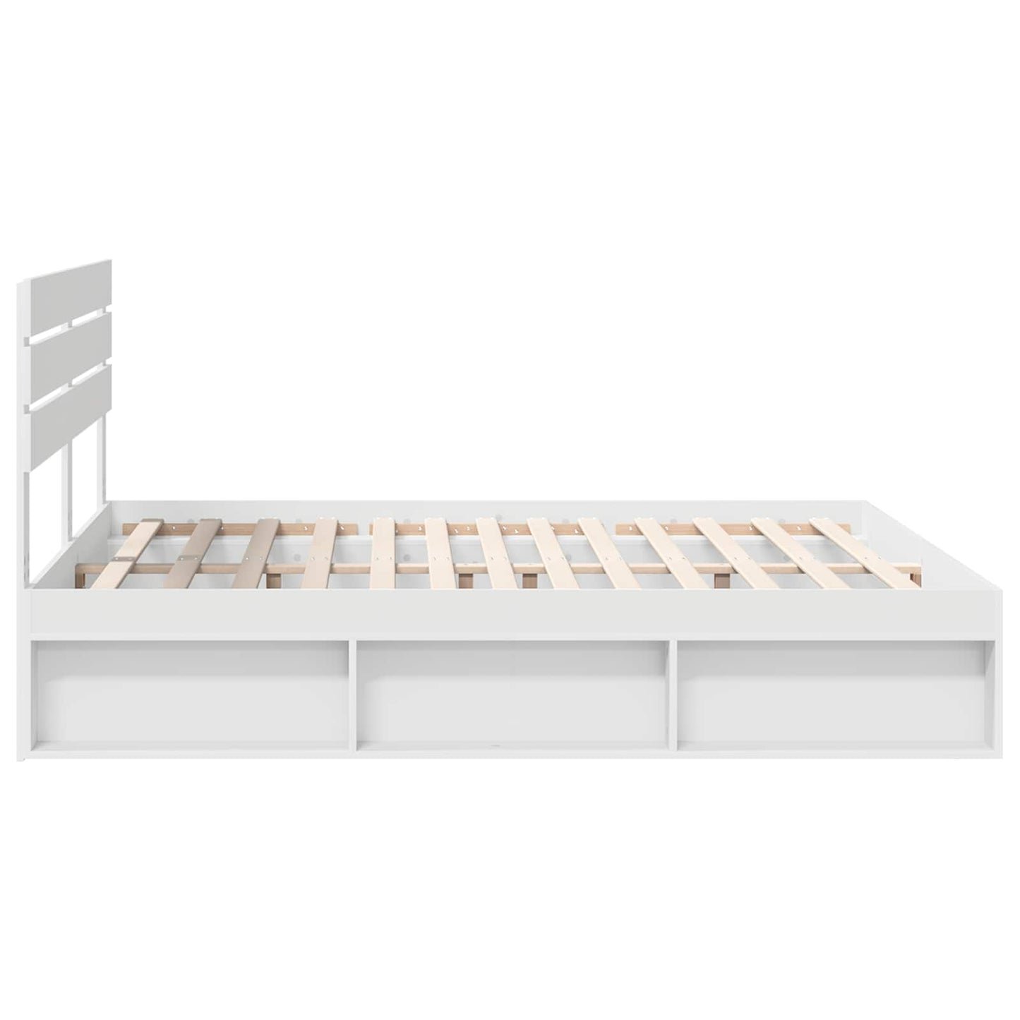 Bedframe met hoofdeinde Wit 200 x 200 cm Massief grenenhout is nu te koop bij PeponiXL, paradijselijk wonen!
